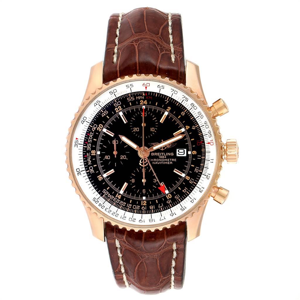Breitling Navitimer Stahl Gelbgold Schwarzes Zifferblatt Herrenuhr D23322. Automatisches, offiziell zertifiziertes Chronometerwerk mit Selbstaufzug. Chronographen-Funktion. Gehäuse aus Edelstahl mit einem Durchmesser von 41,8 mm. Bidirektionale