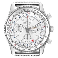 Breitling Navitimer World Silver Dial Steel Mens Watch A24322 Box