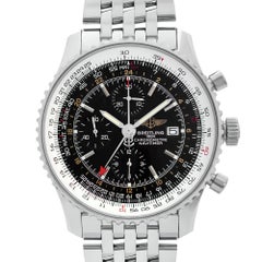 Herrenuhr A2432212/B726-443A von Navitimer World mit schwarzem Zifferblatt aus Stahl
