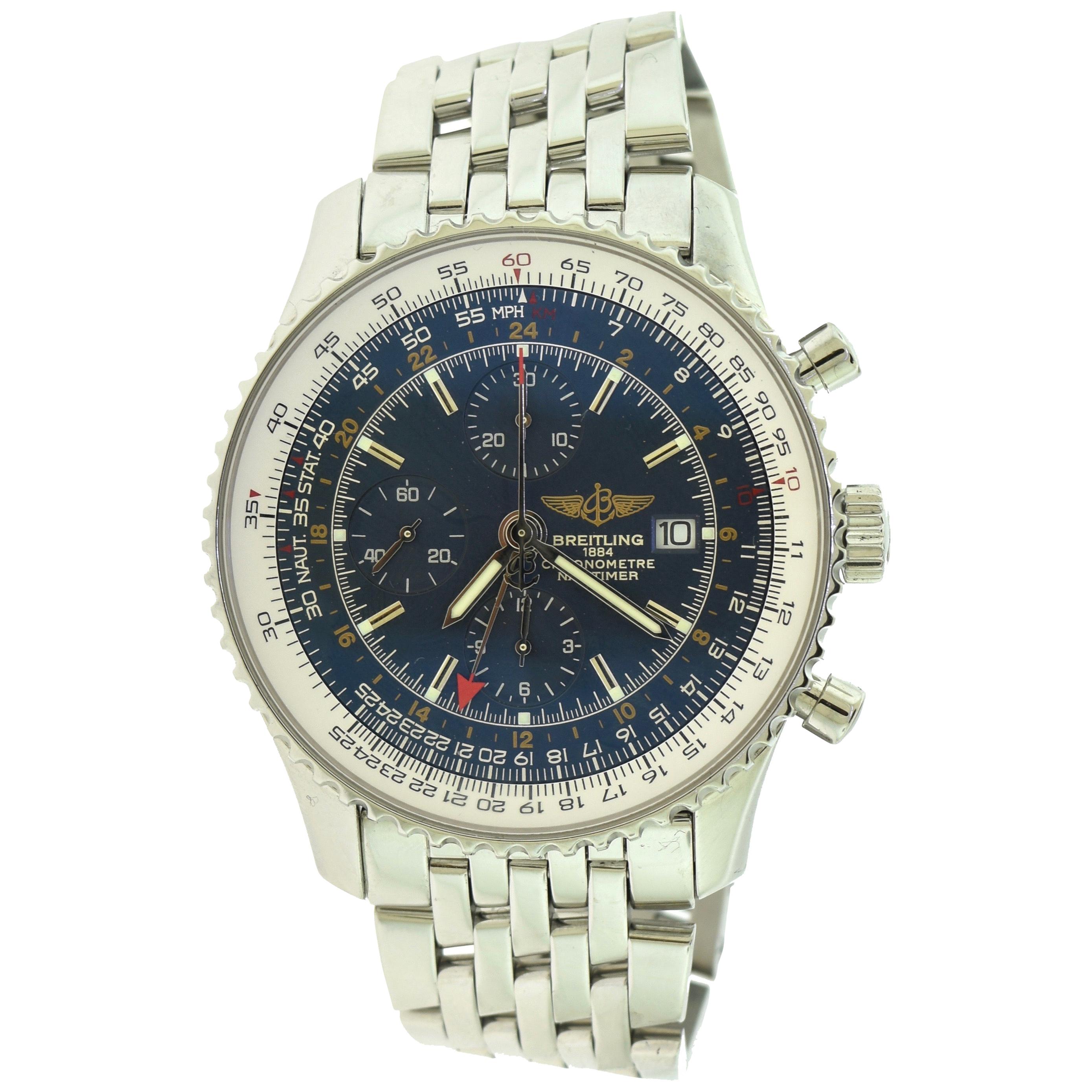 Breitling Navitimer World Steel Blue Dial A24322/C561 Watch 'O-3'