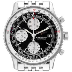 Breitling Old Navitimer schwarzes Zifferblatt Stahl Herrenuhr A13324 Box Card