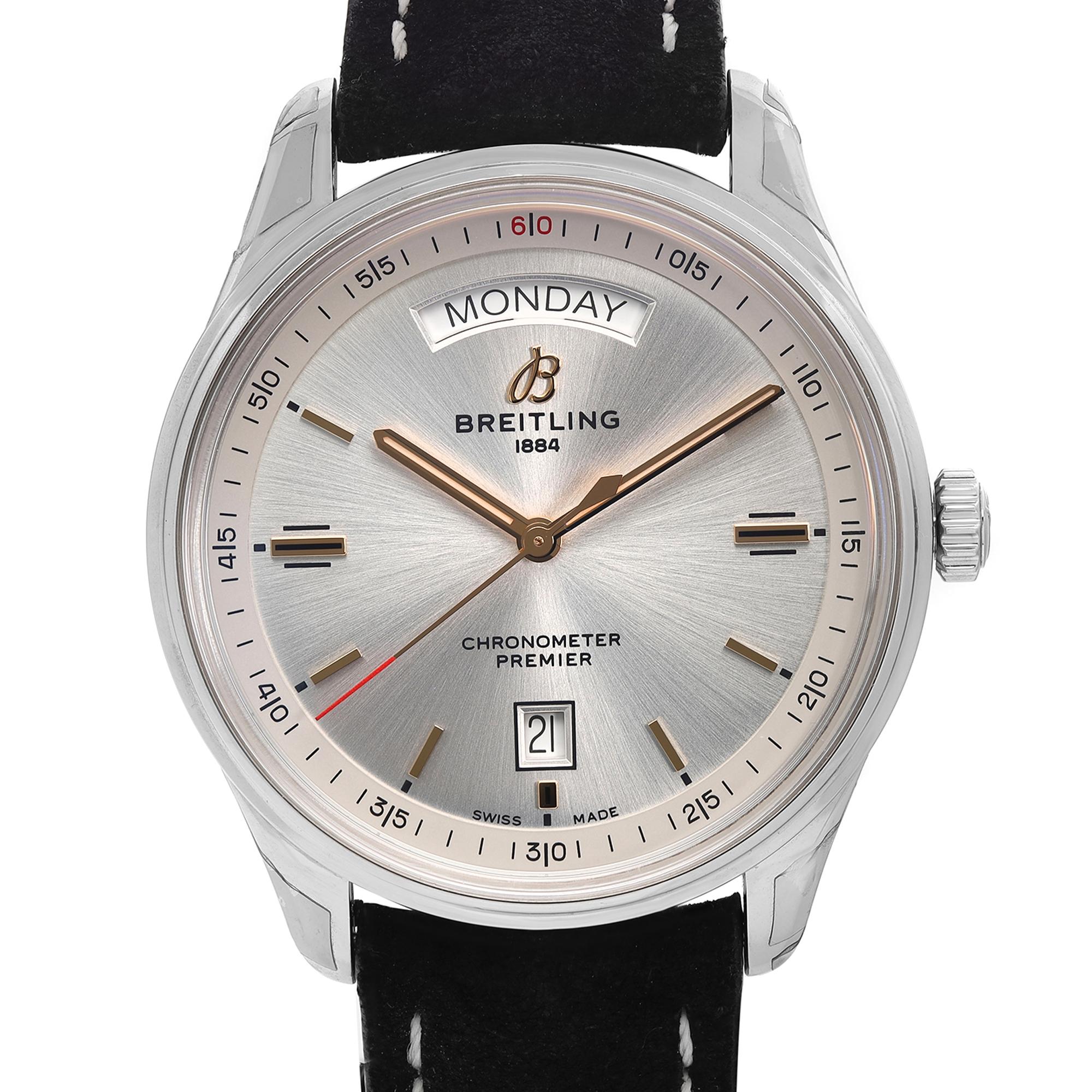 Store Display Model. Comes with an original Box. But papers and manuals are Not included.  

Brand: Breitling
Model Number: A45340211G1X2
Department: Men
Country/Region of Manufacture: Switzerland
Style: Luxury
Model Name: Breitling Premier
Vintage: