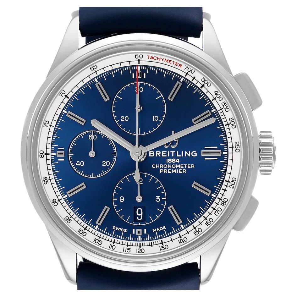 Breitling Premier Stahl Blaues Zifferblatt Chronograph Herrenuhr A13315 Karte