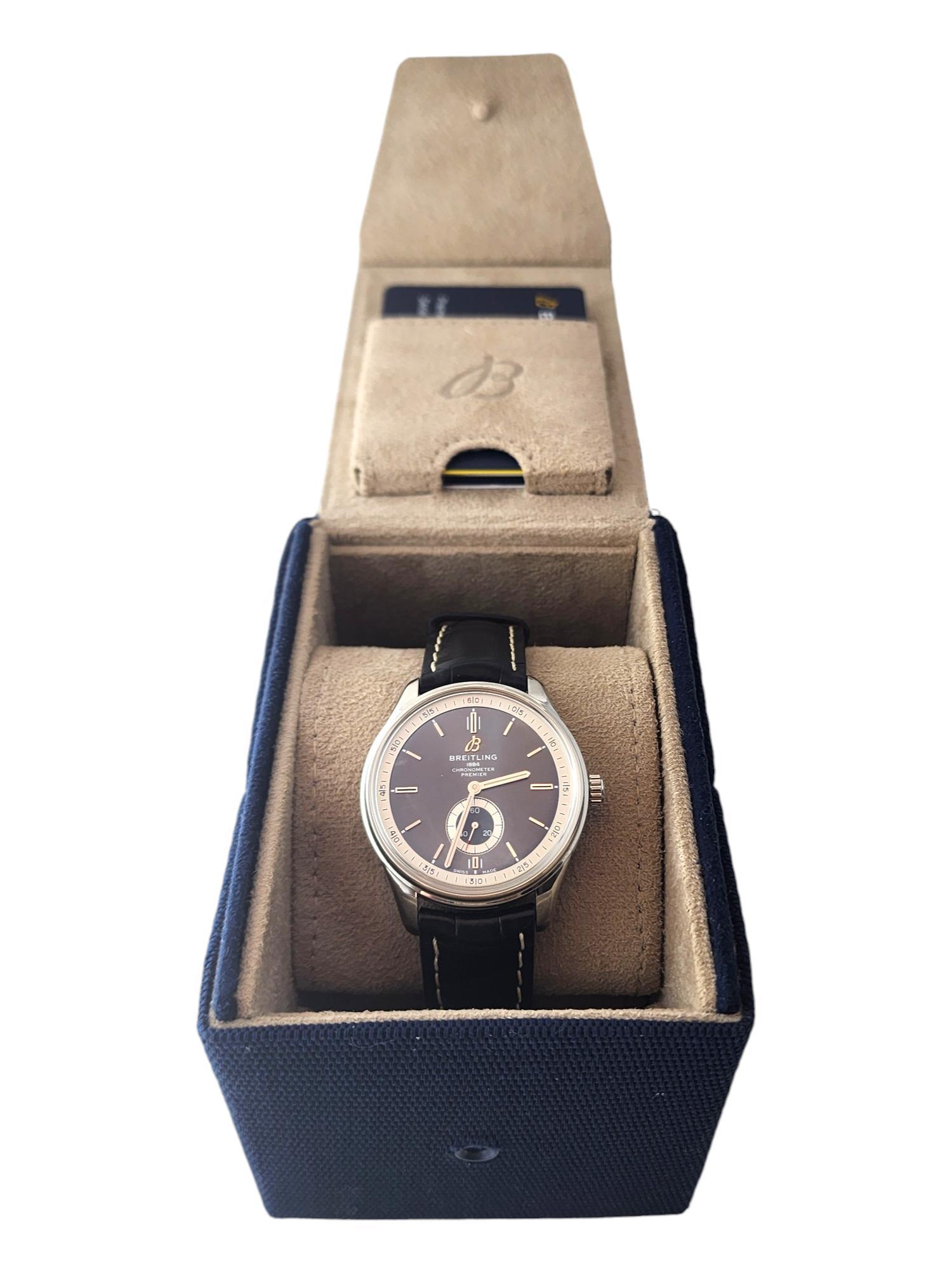 Montre homme Breitling Premier Automatic A37340 Black Dial #19094 en vente 9
