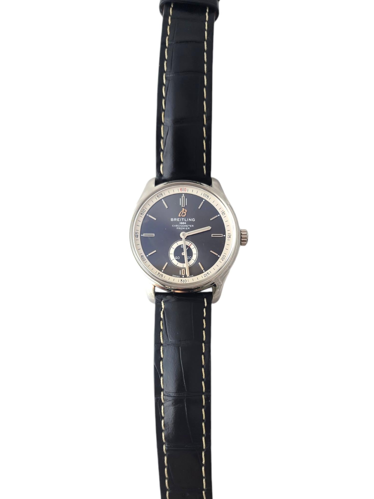 Montre homme Breitling Premier Automatic A37340 Black Dial #19094 en vente 1