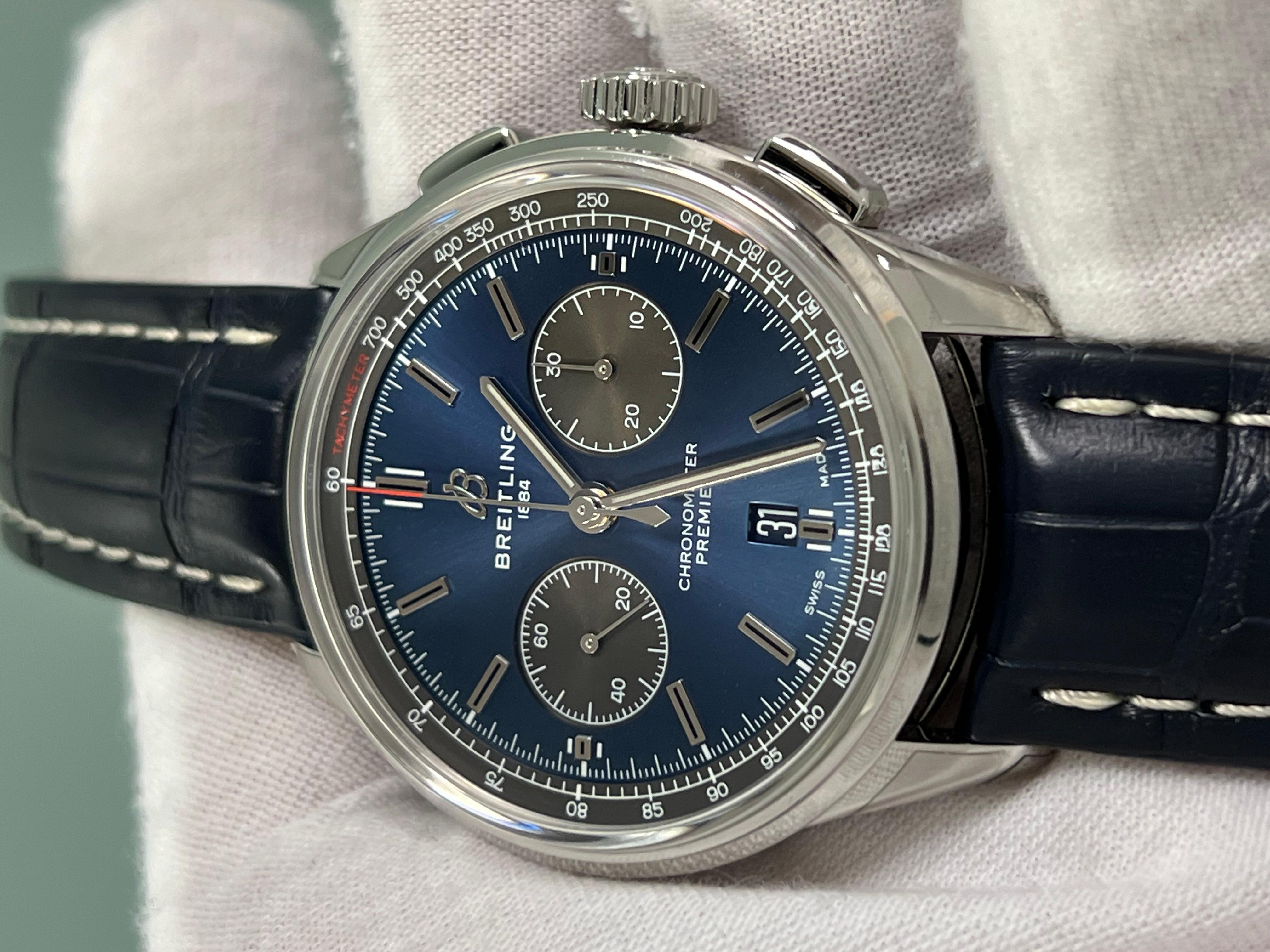 Breitling Premier B01 Chronograph 42 AB0118 Blue Dial Stainless Steel Travel Box 6