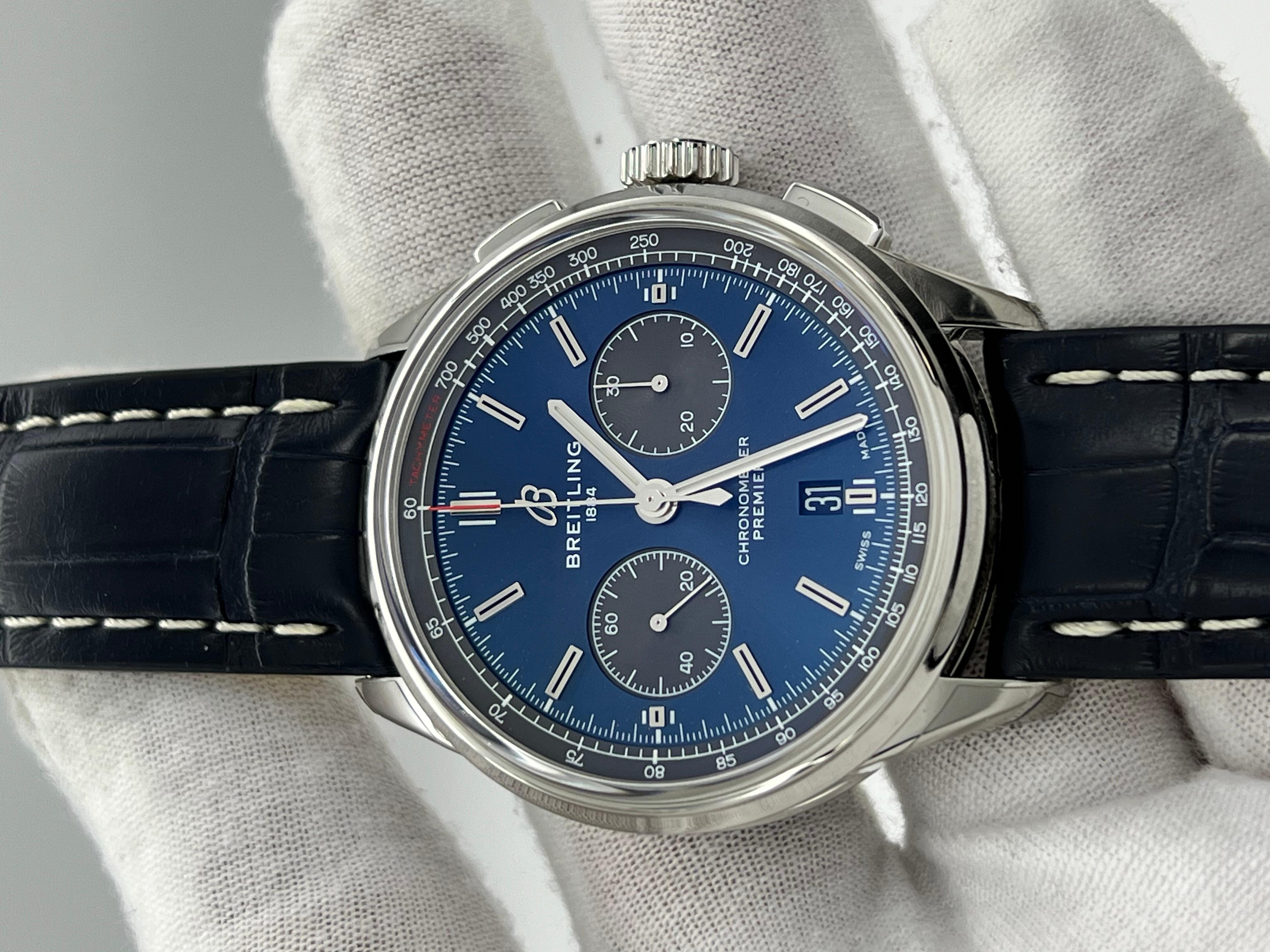 Breitling Premier B01 Chronograph 42 AB0118 Blue Dial Stainless Steel Travel Box 1