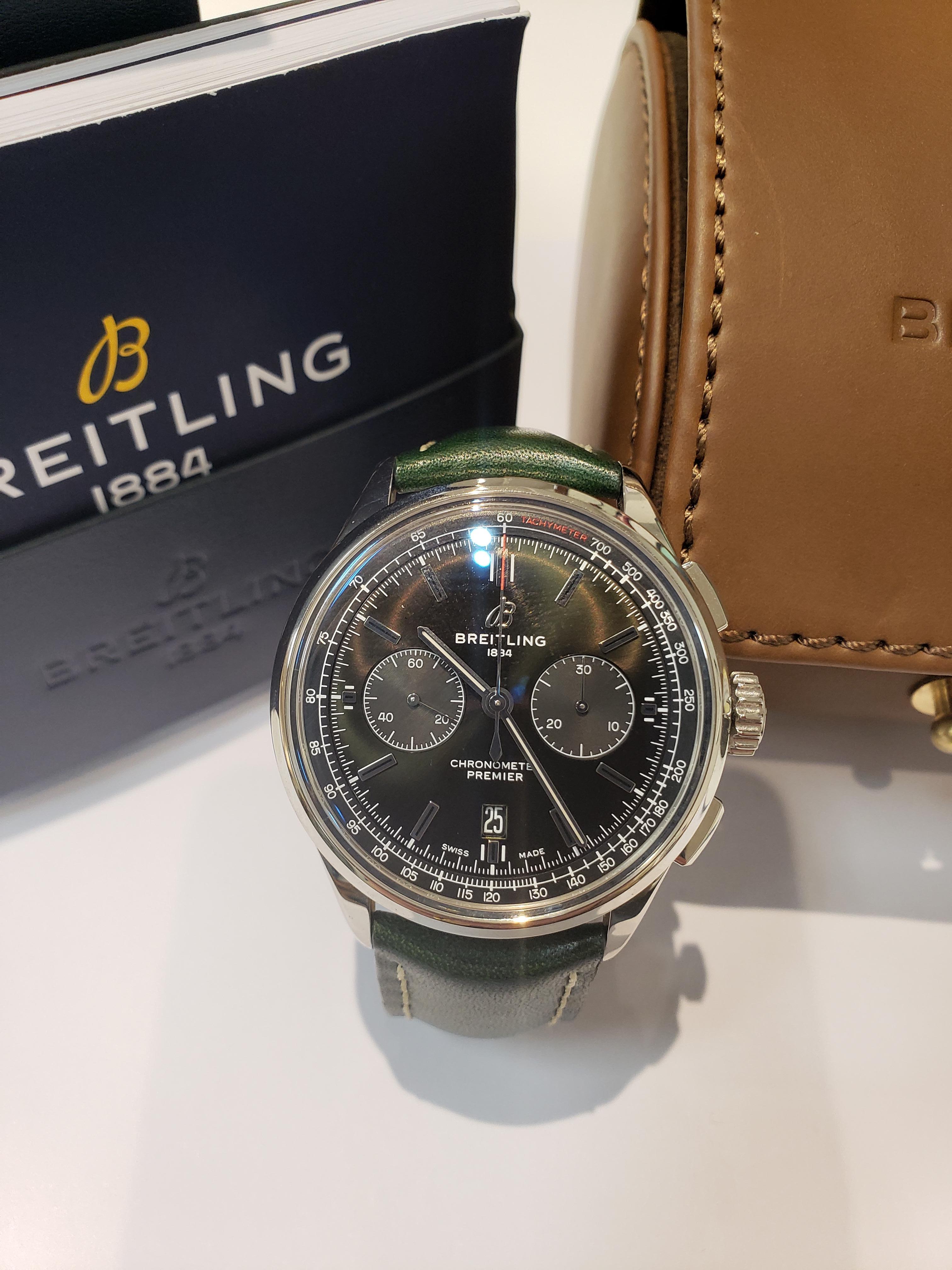 Breitling Premier B01 Chronograph 42 Bentley British Racing Green Watch New For Sale 1