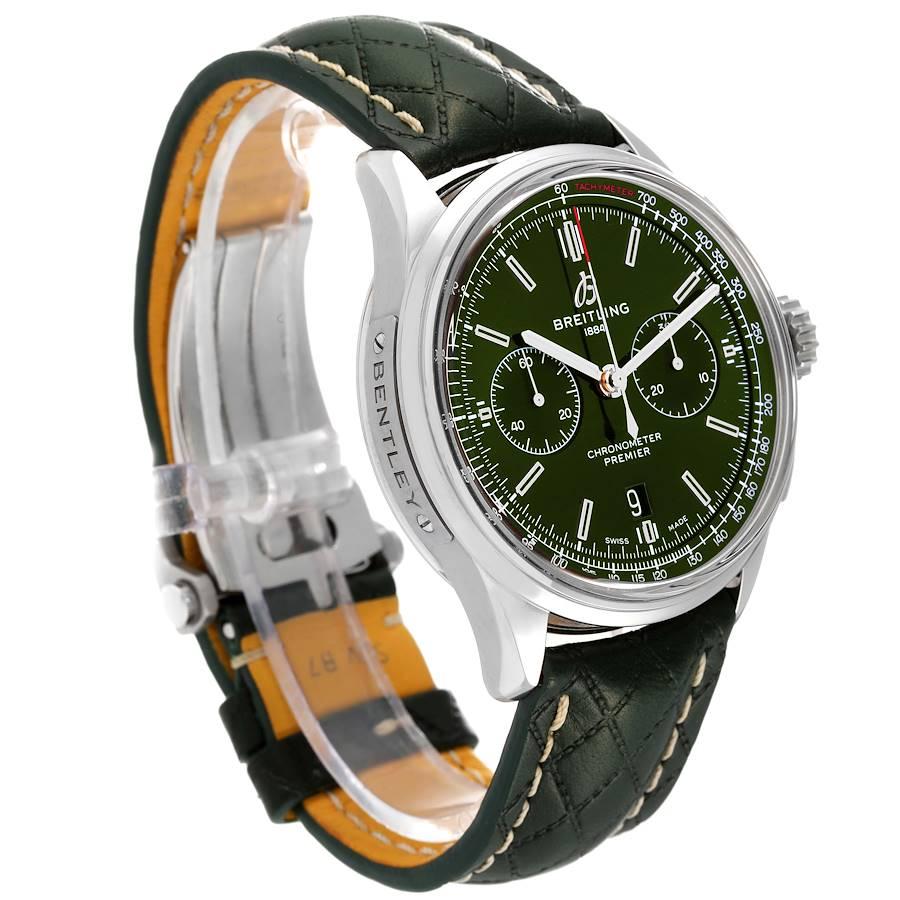 Breitling Premier B01 Chronograph 42 Stahl-Herrenuhr AB0118 mit grünem Zifferblatt im Zustand „Hervorragend“ im Angebot in Atlanta, GA
