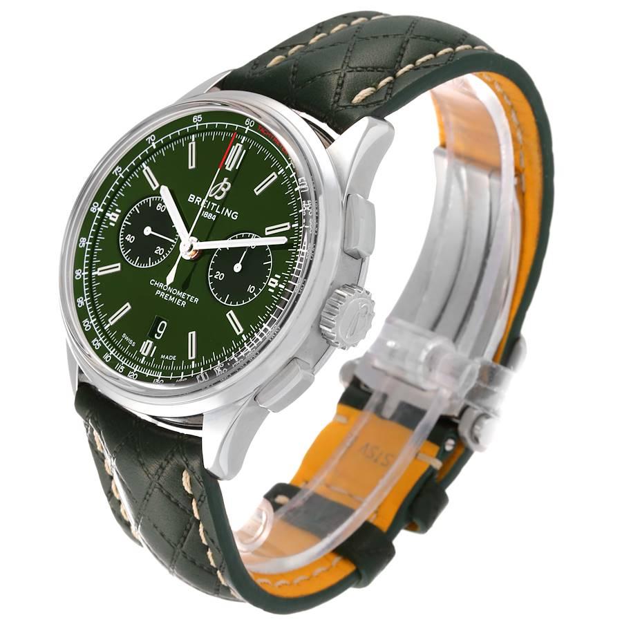 Breitling Premier B01 Chronograph 42 Stahl-Herrenuhr AB0118 mit grünem Zifferblatt im Angebot 1