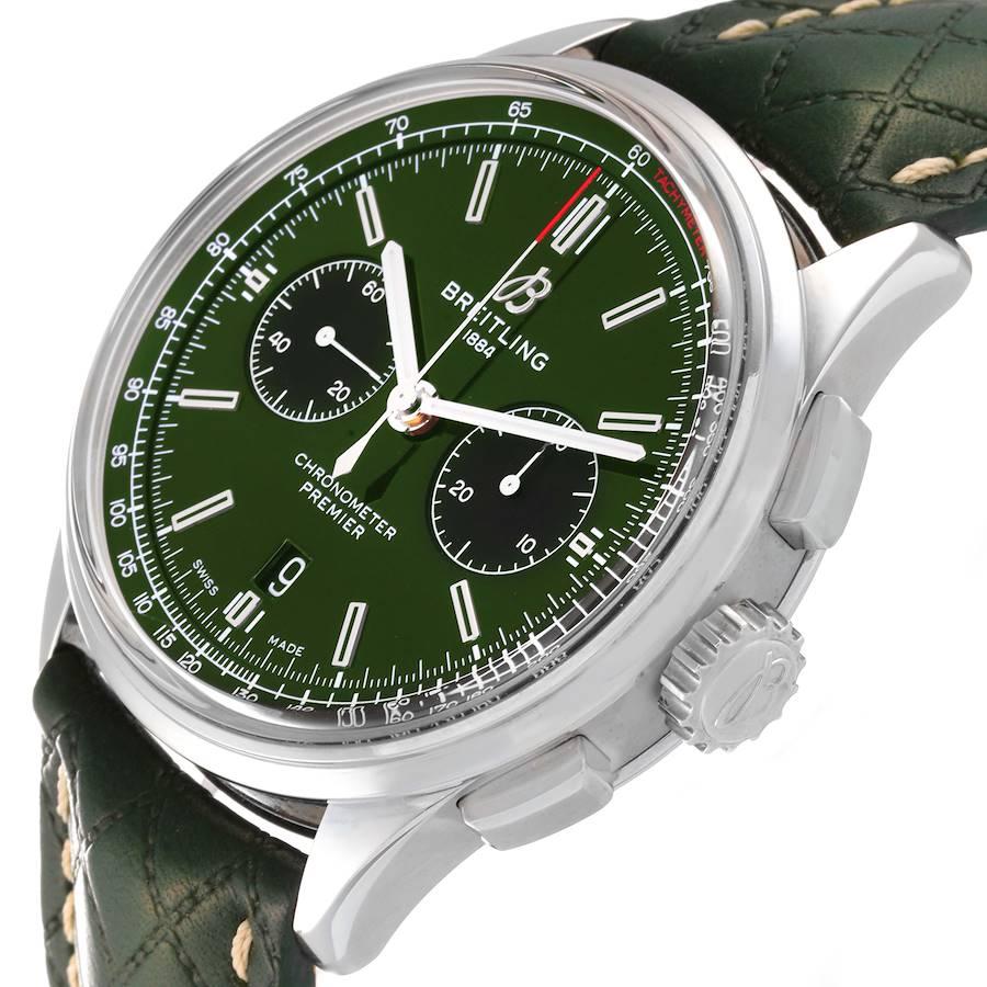 Breitling Premier B01 Chronograph 42 Stahl-Herrenuhr AB0118 mit grünem Zifferblatt im Angebot 2