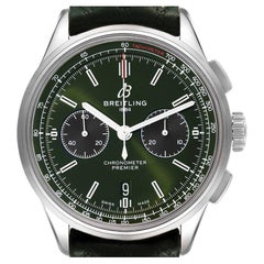Breitling Premier B01 Chronograph 42 Stahl-Herrenuhr AB0118 mit grünem Zifferblatt