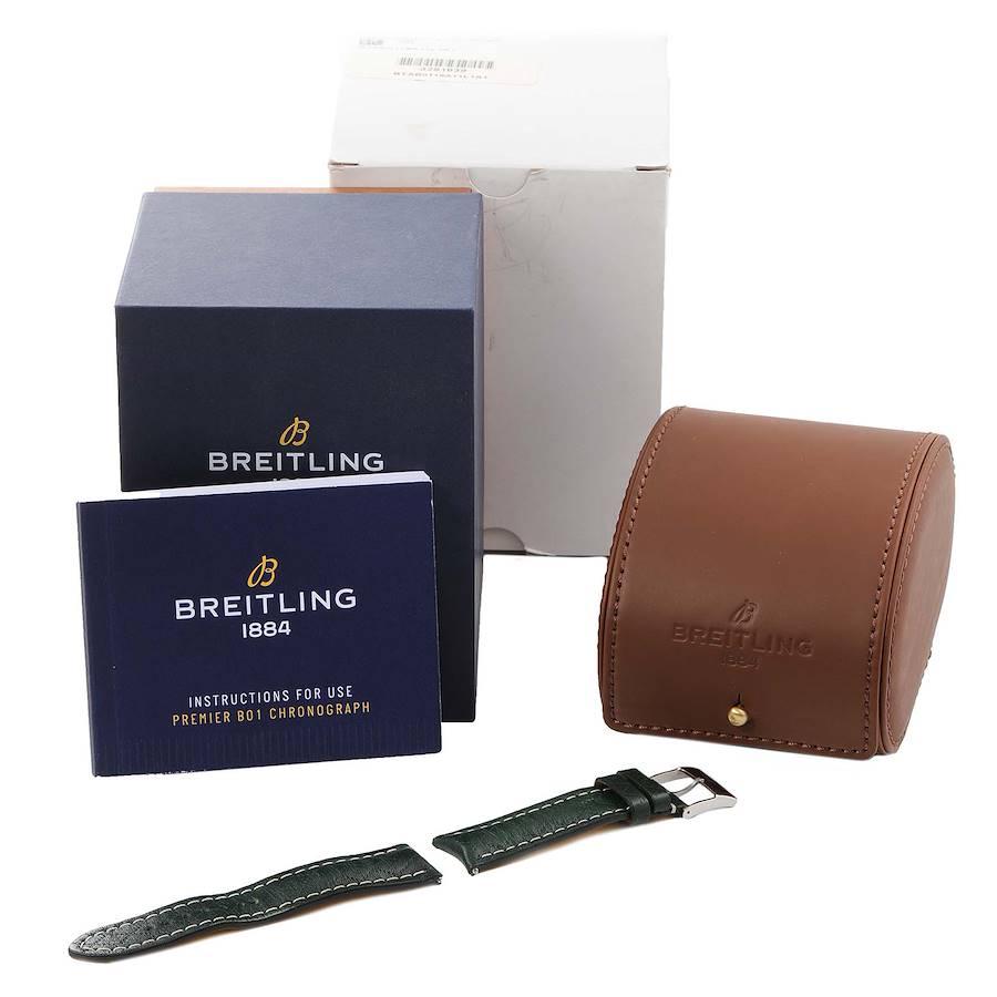 Breitling Premier B01 Chronograph 42 Green Dial Steel Mens Watch AB0118 For Sale 3