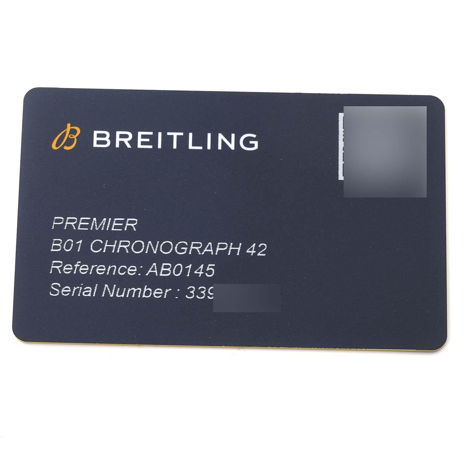 Breitling Premier B01 Chronographe 42 acier pour hommes AB0145 Boîte Card Excellent état - En vente à Atlanta, GA