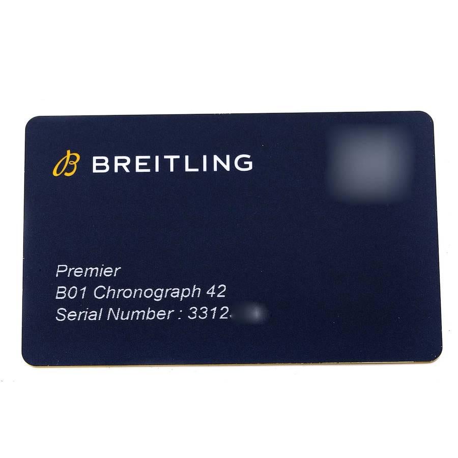 Breitling Premier B01 Chronograph Silber Zifferblatt Stahl-Herrenuhr AB0118 Box Card im Angebot 5
