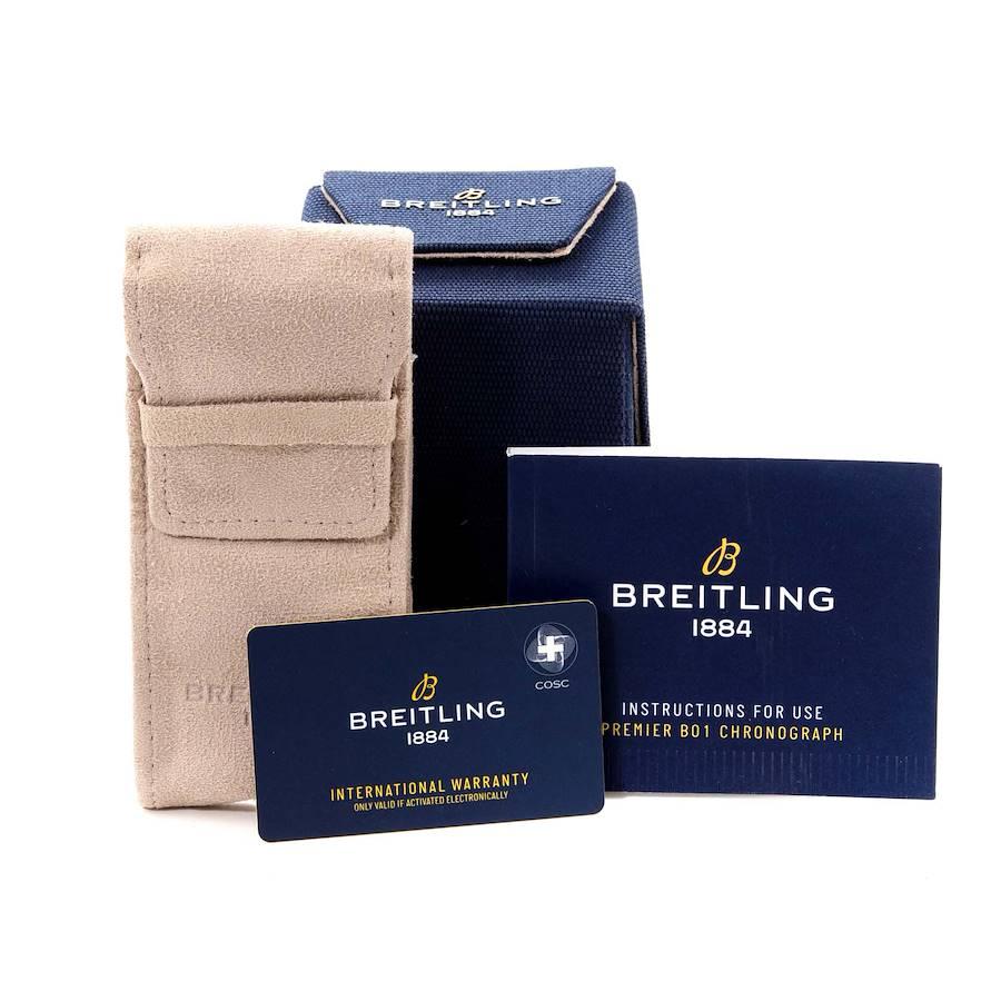 Breitling Premier B01 Chronograph Silver Dial Steel Mens Watch AB0118 Box Card For Sale 4