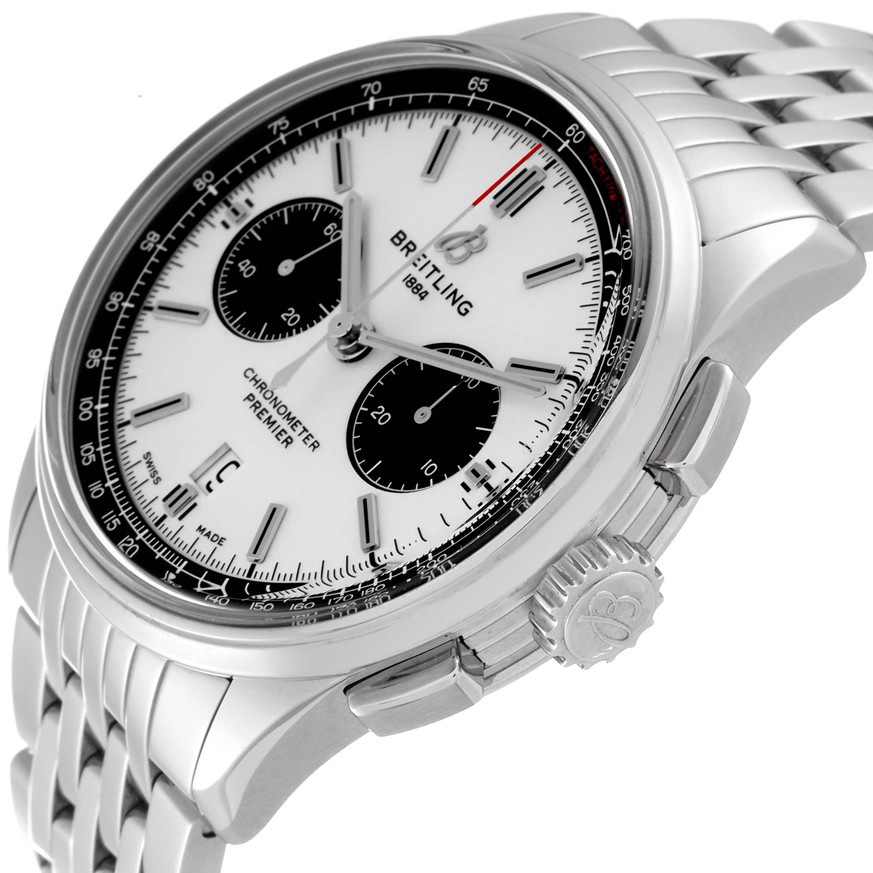 Breitling Premier B01 Chronograph Silver Dial Steel Mens Watch AB0118 For Sale 1