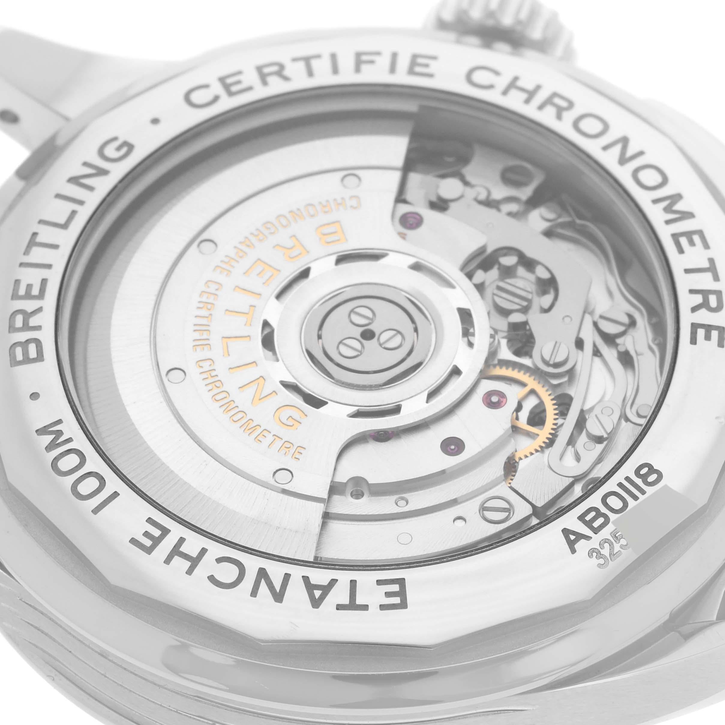 Breitling Premier B01 Chronographe avec cadran argenté en acier pour hommes AB0118 en vente 3