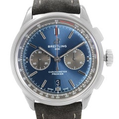 Breitling Premier B01 Steel Chronograph Blue Dial Automatic Watch AB0118A61C1X4