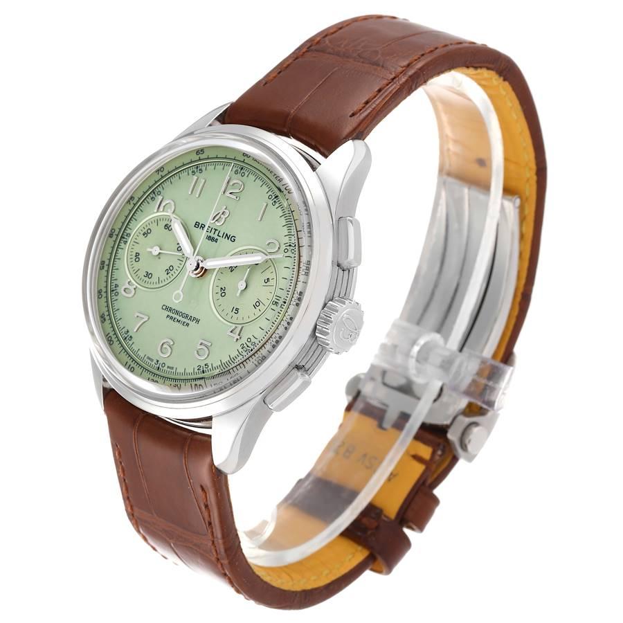 Breitling Premier B09 Chronograph 40 Grünes Zifferblatt Stahl Herrenuhr AB0930 Box Card im Angebot 1