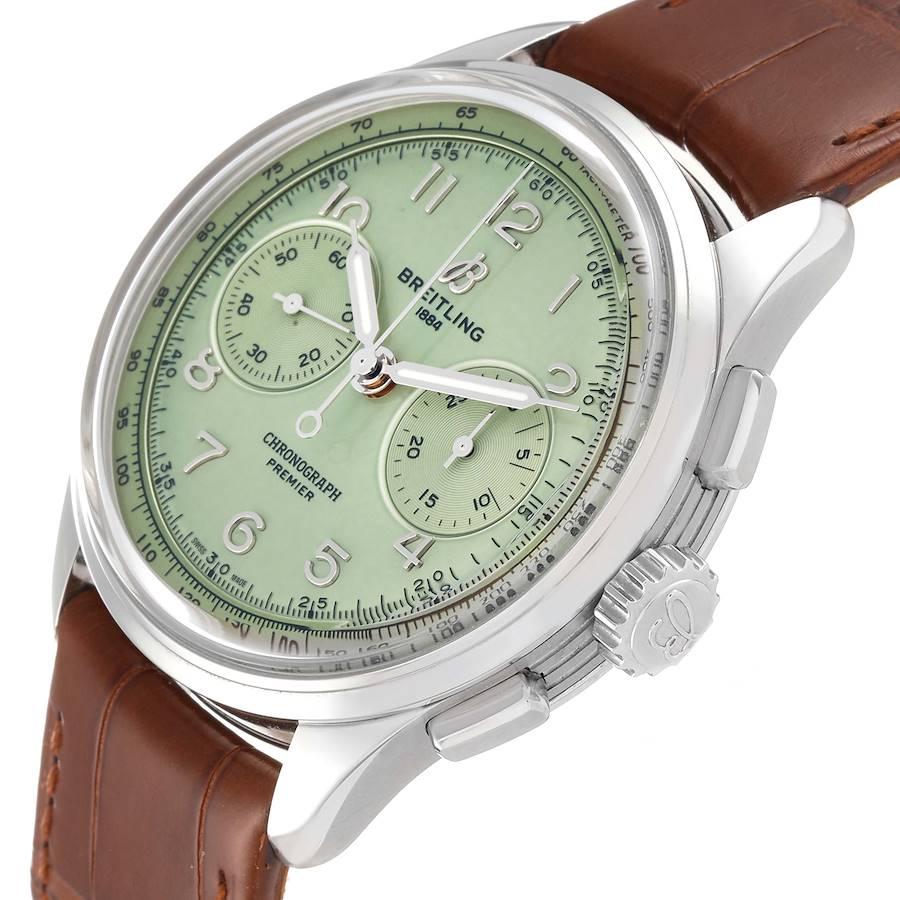 Breitling Premier B09 Chronograph 40 Grünes Zifferblatt Stahl Herrenuhr AB0930 Box Card im Angebot 2