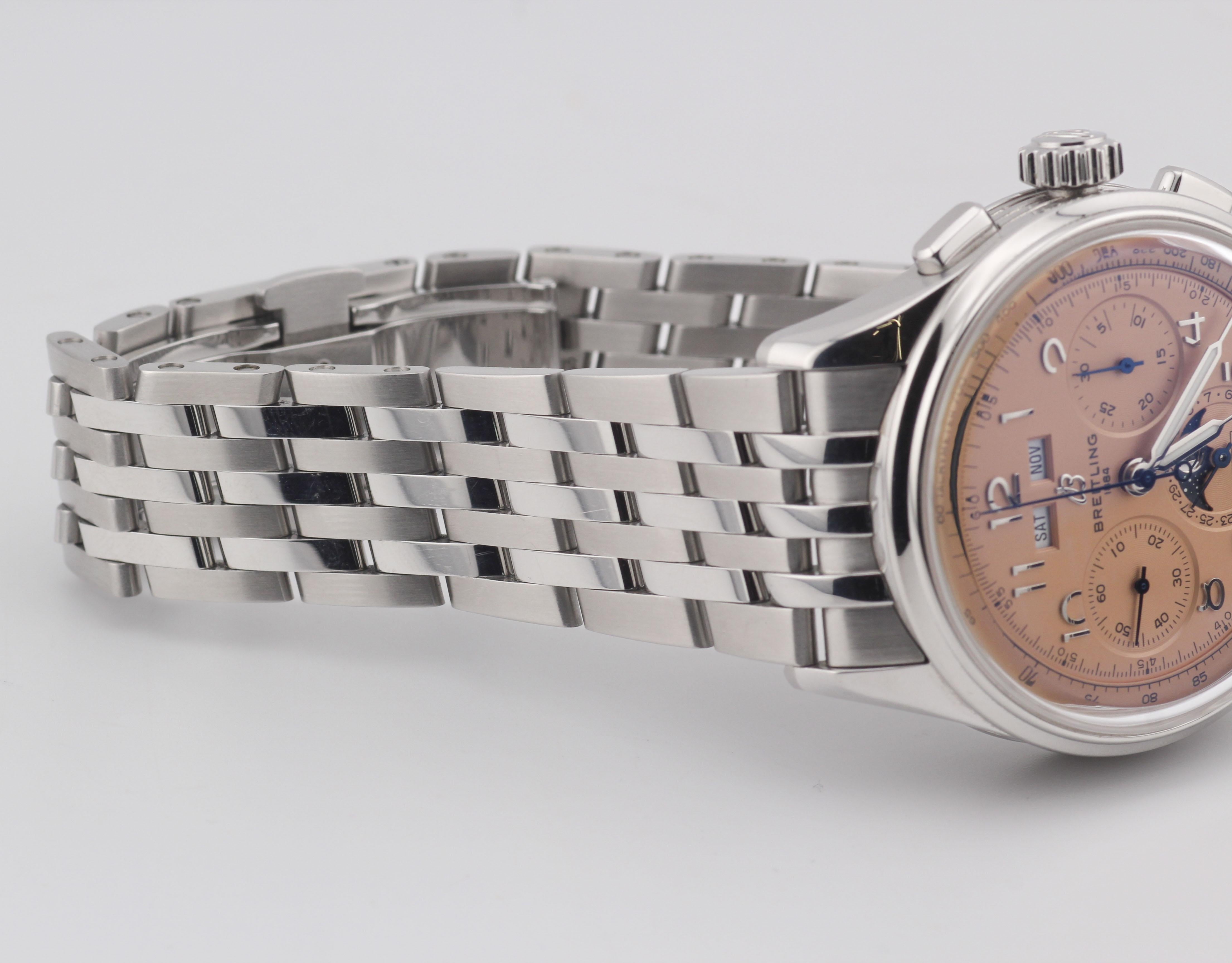 Montre-bracelet Breitling Premier Datora B25 Triple Date Chronographe à phase de lune Pour hommes en vente