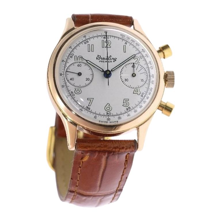 Breitling Premier Men's Rose Gold Watch, circa 1945, Ref 593236-790 For Sale