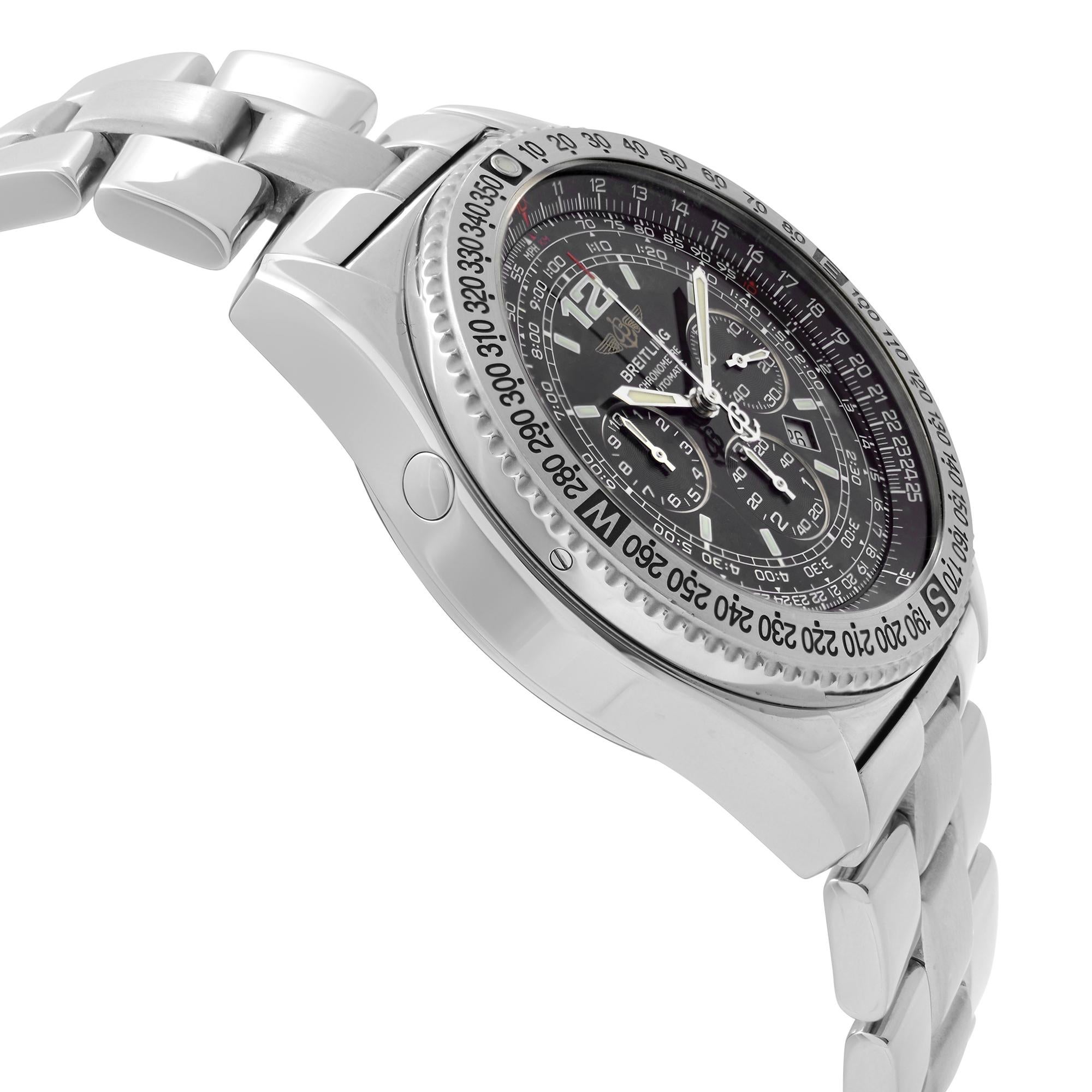 Breitling Professional B2 Stahl Chronograph schwarzes Zifferblatt Männer Uhr A42362 Herren
