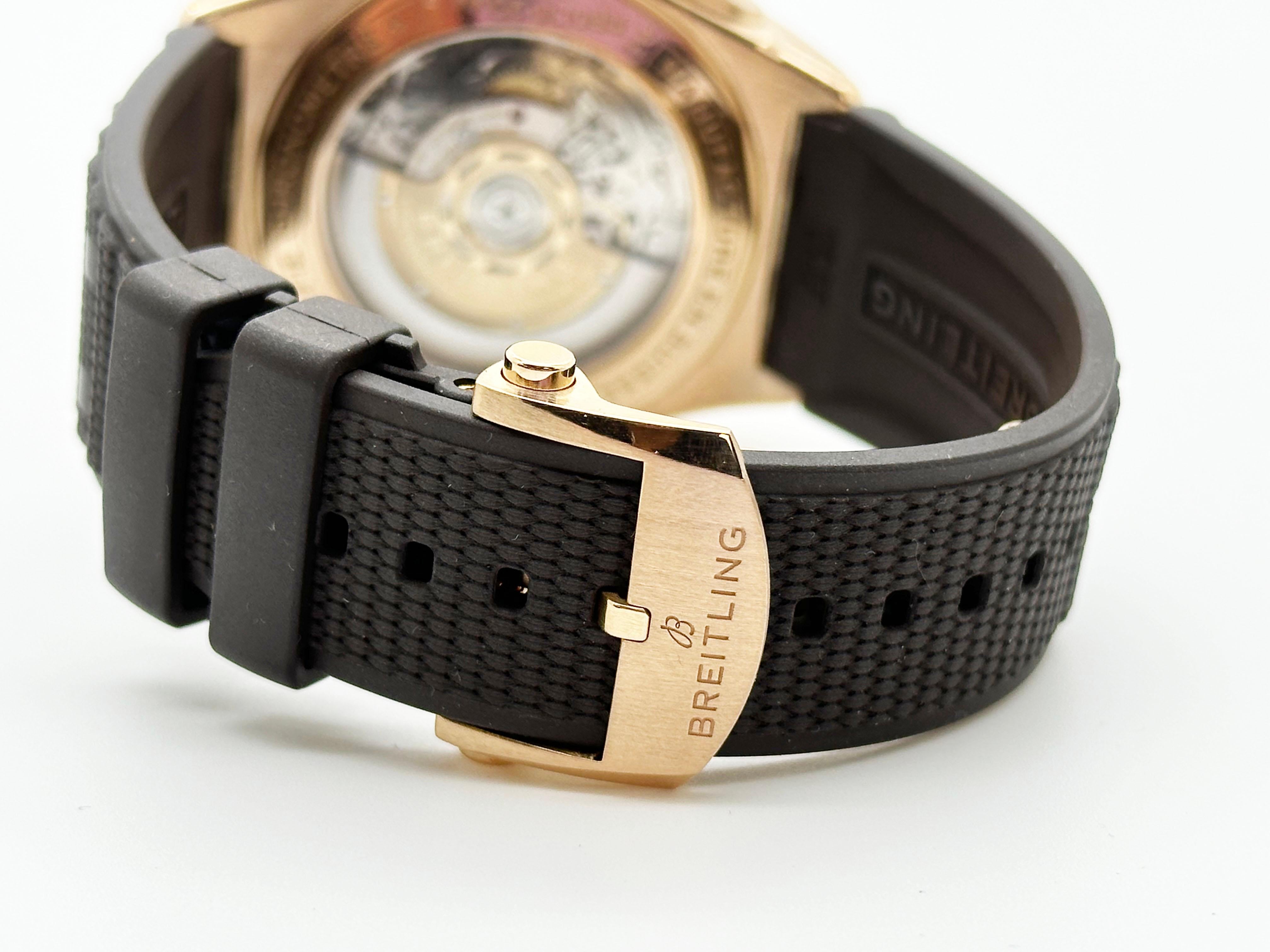 Breitling Super Chronomat B01 44 RB0136 Brown Dial 18K Rose Gold Box Paper 2022 In Excellent Condition For Sale In San Diego, CA