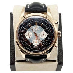 Breitling RB0510 Transocean Unitime 46mm Chronograph 18K Rose Gold Leather Strap