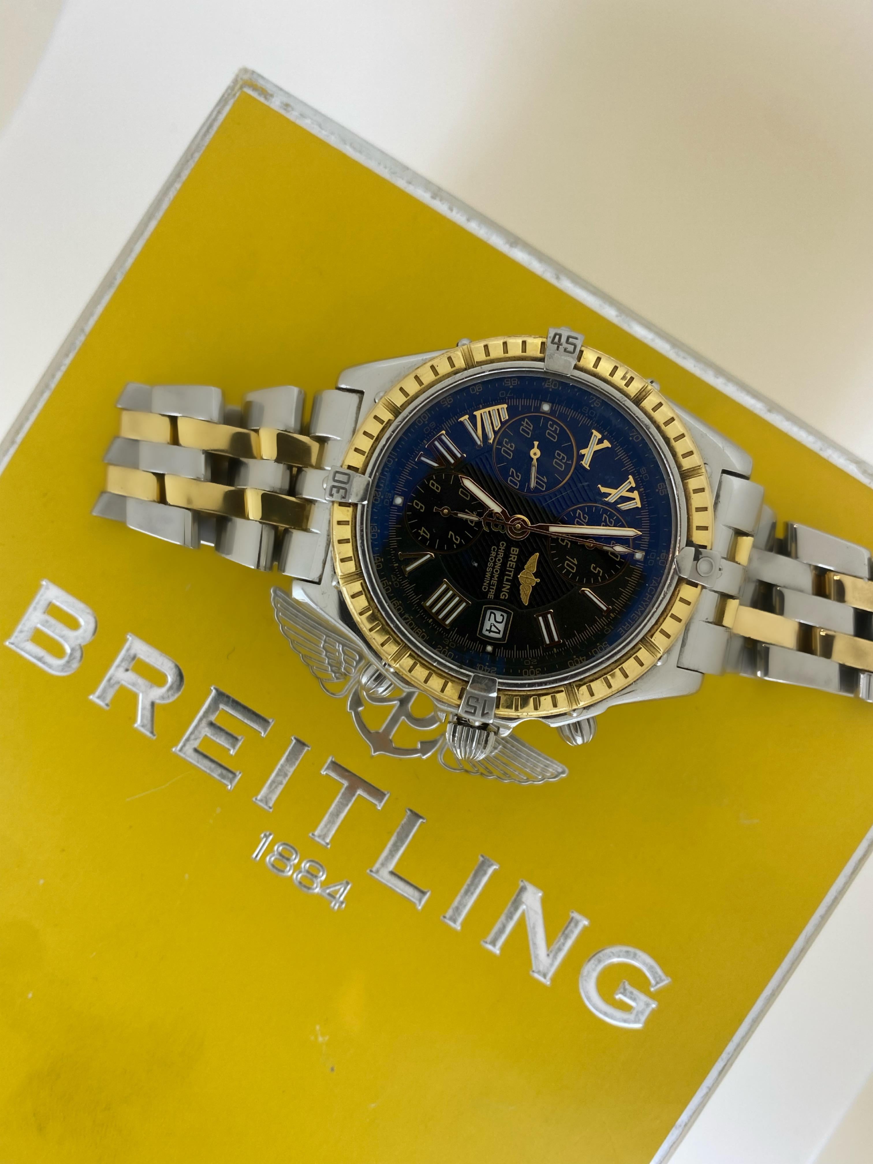 Breitling ref D13355 18K Gold & Steel 42mm Automatic Watch, c2003, Box + Papers For Sale 3