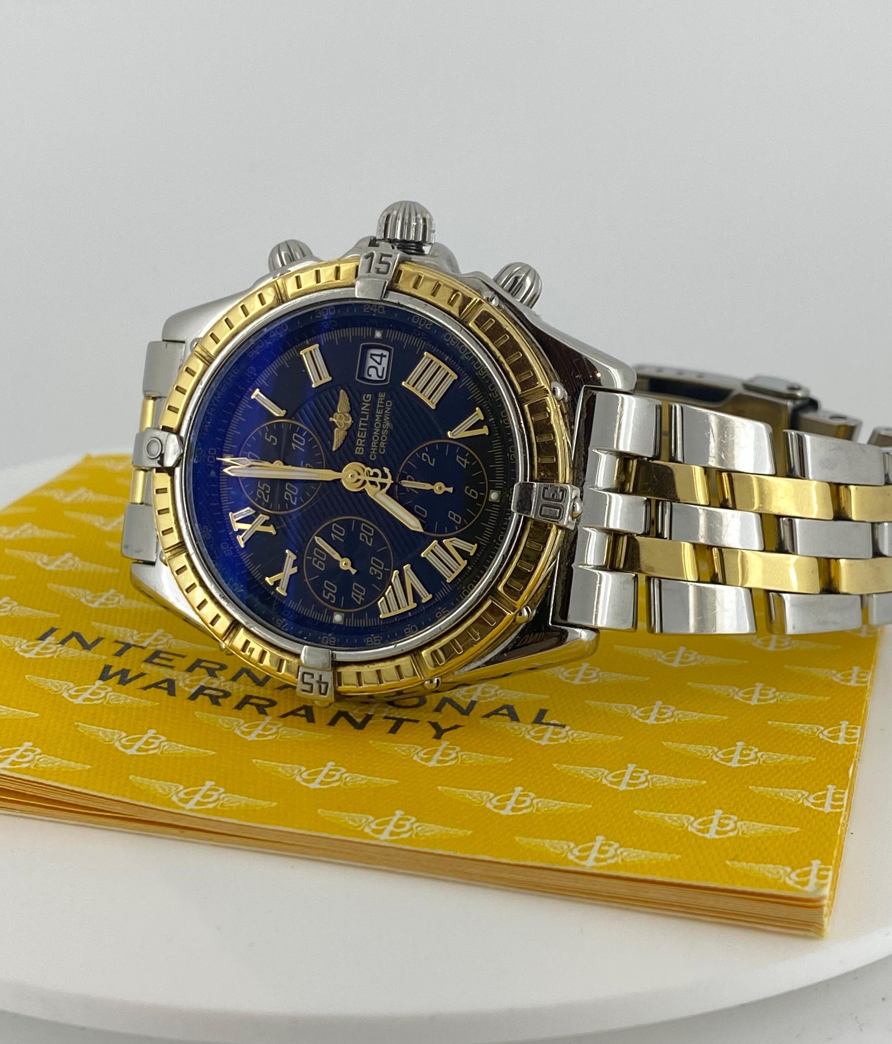 Breitling ref D13355 18K Gold & Steel 42mm Automatic Watch, c2003, Box + Papers In Excellent Condition For Sale In MELBOURNE, AU