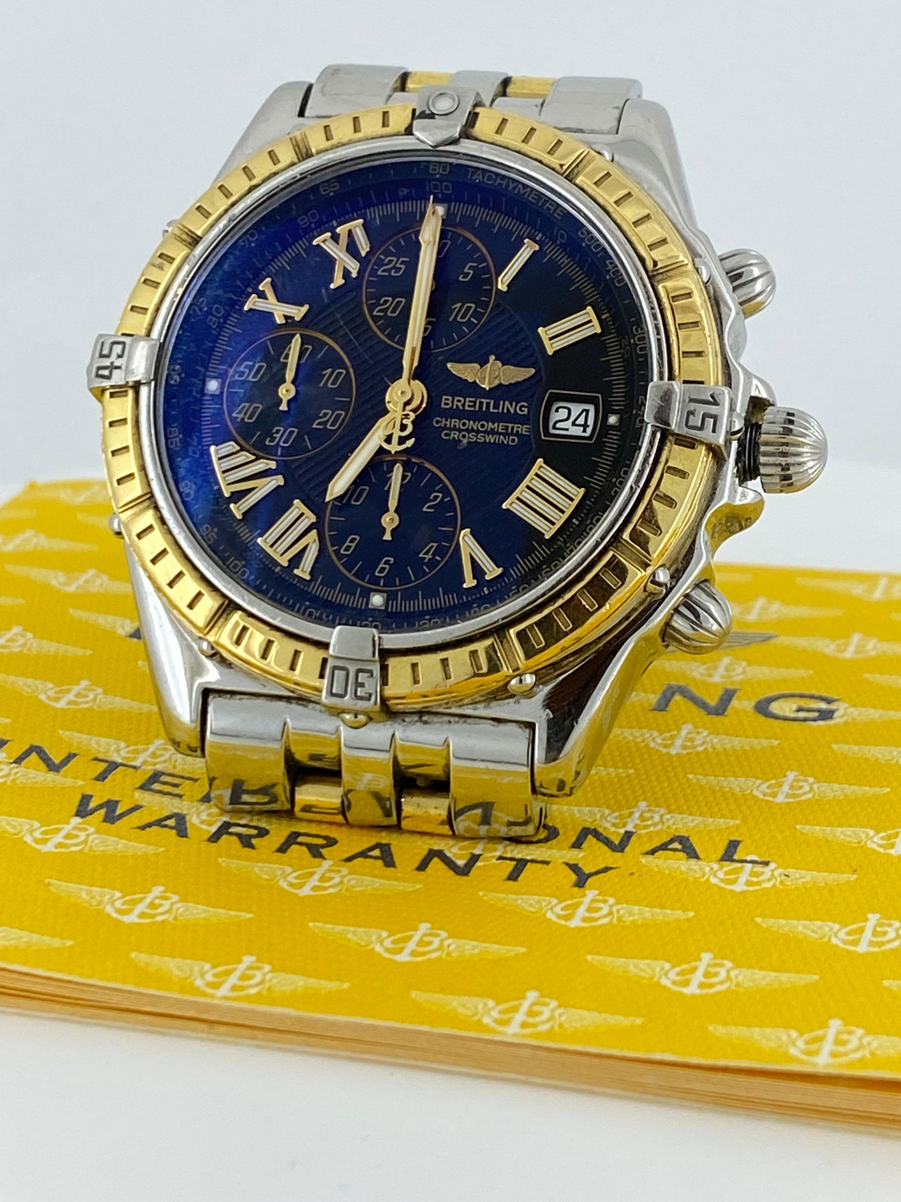 Breitling ref D13355 18K Gold & Steel 42mm Automatic Watch, c2003, Box + Papers In Excellent Condition For Sale In MELBOURNE, AU