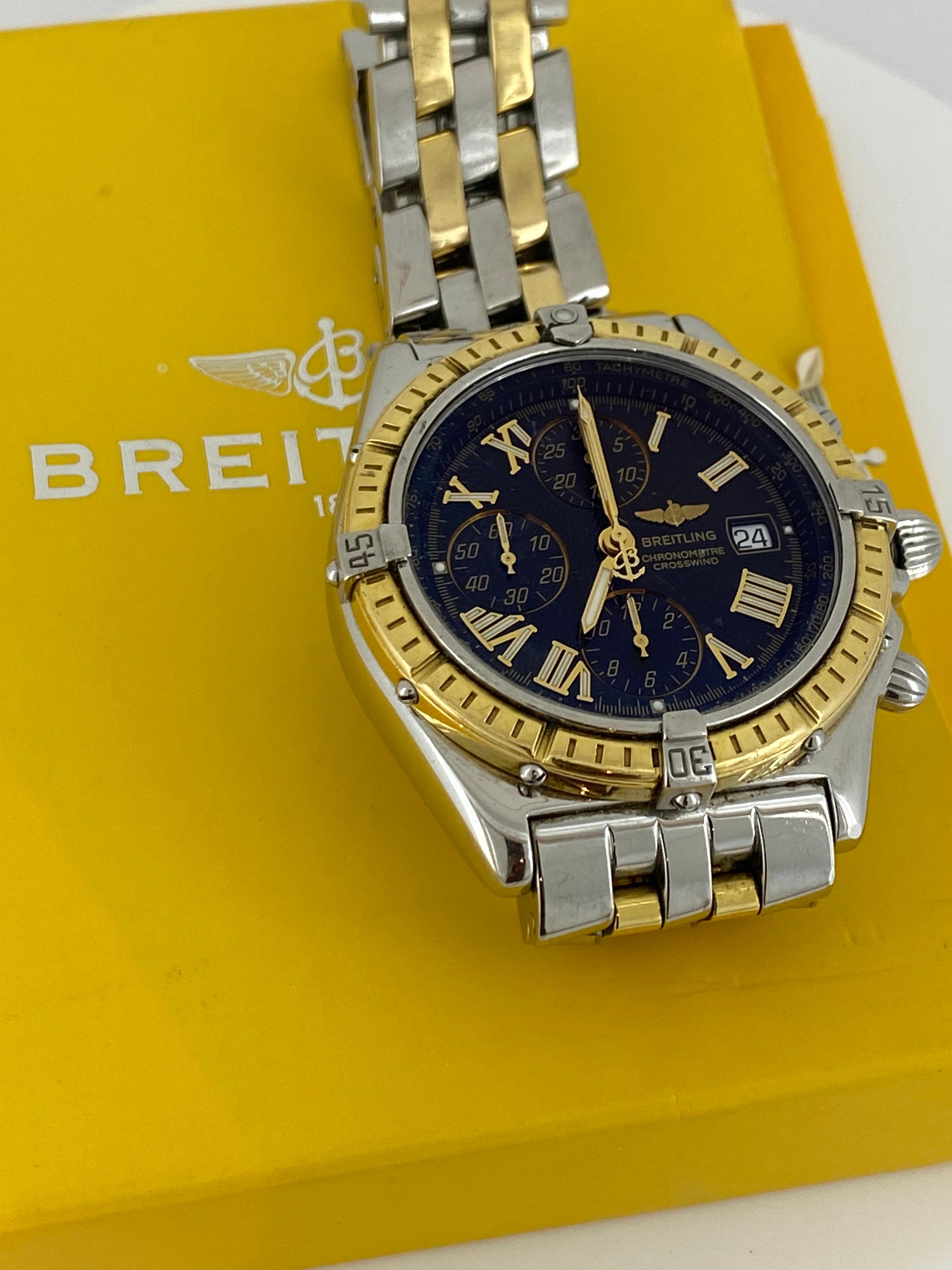 Breitling ref D13355 18K Gold & Steel 42mm Automatic Watch, c2003, Box + Papers For Sale 2