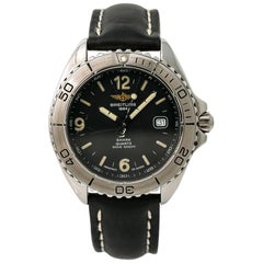 Vintage Breitling Shark A58605 Men's Quartz Watch Black Dial Stainless Steel