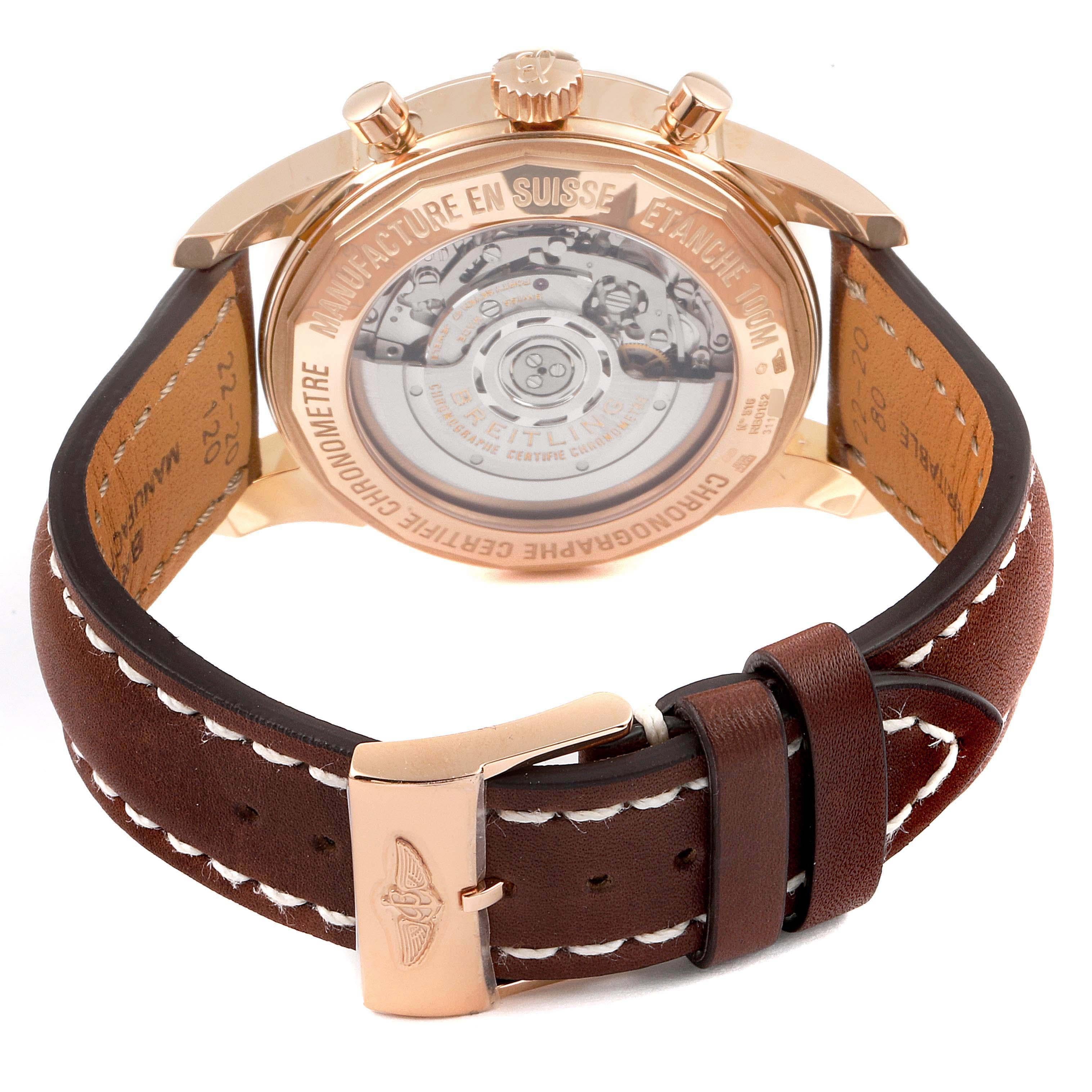Breitling Silver 18k Rose Gold Transocean RB0152 Men's Wristwatch 43 MM 1