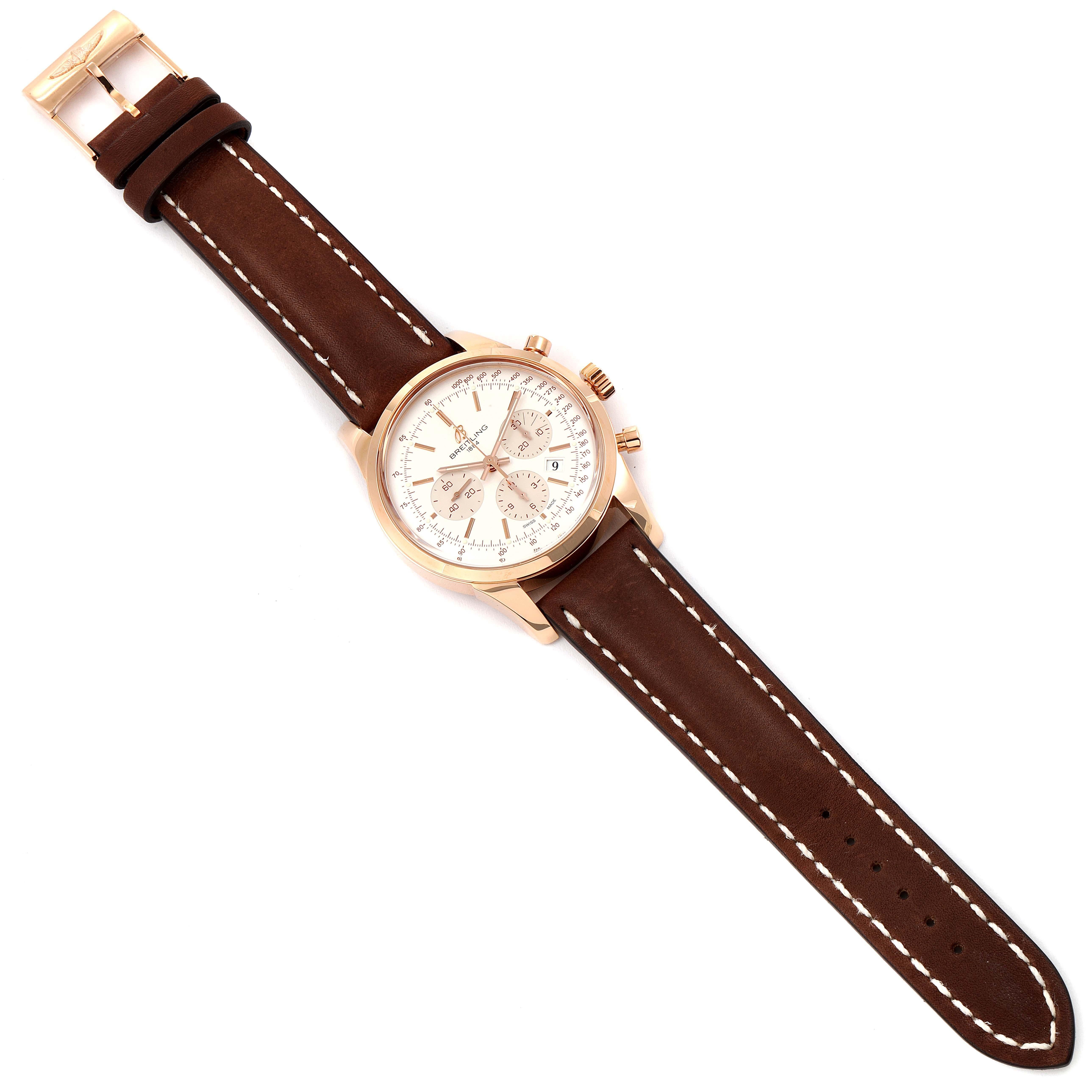 Breitling Silver 18k Rose Gold Transocean RB0152 Men's Wristwatch 43 MM 2