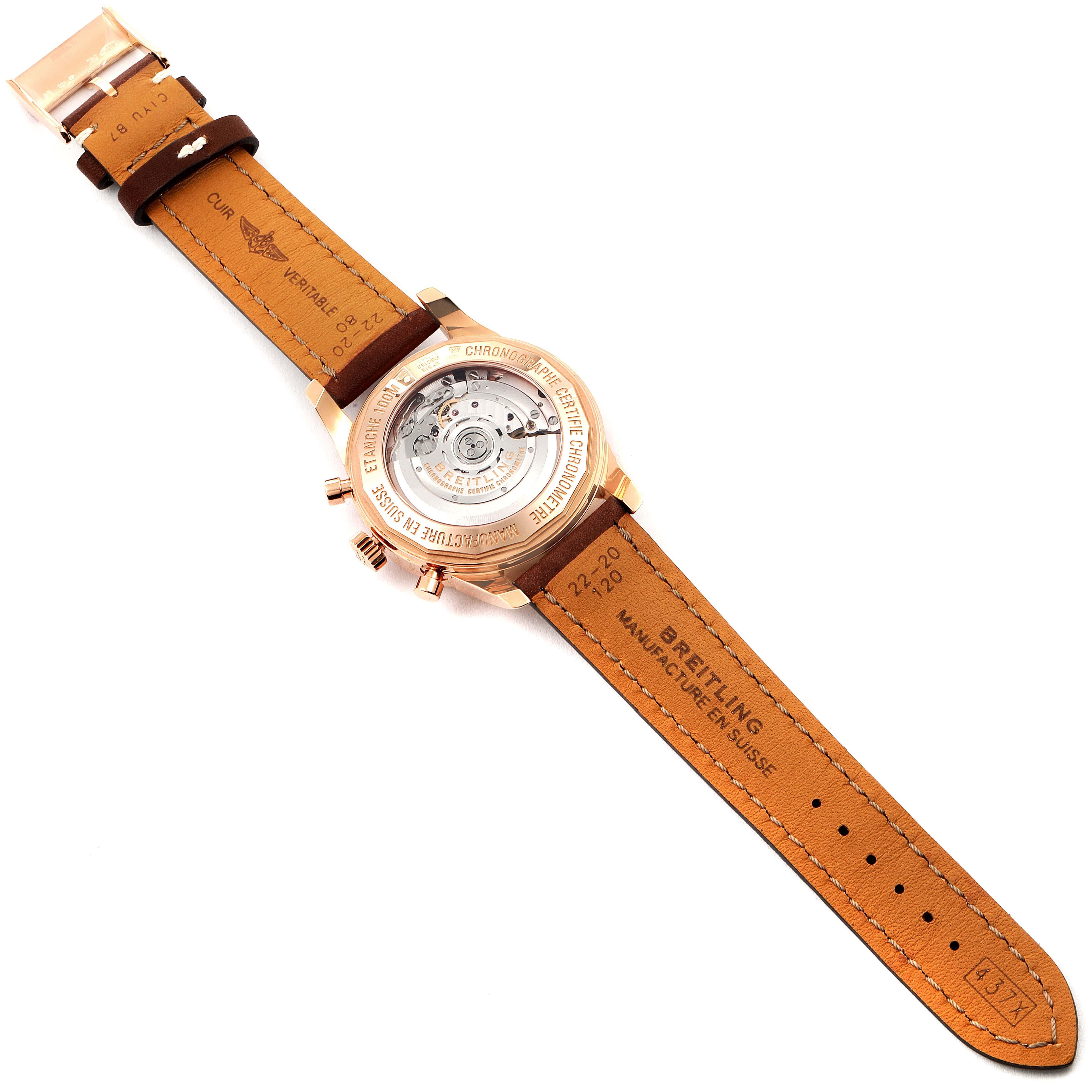 Breitling Silver 18k Rose Gold Transocean RB0152 Men's Wristwatch 43 MM 3