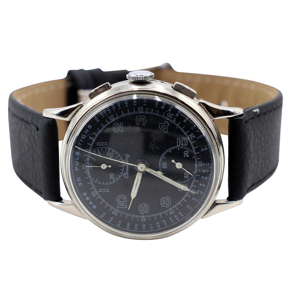 Montre chronographe militaire Breitling Silver Dial 1013 en vente 3
