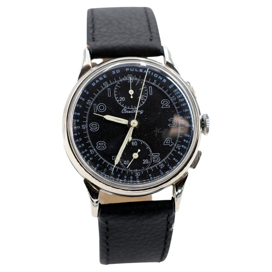 Montre chronographe militaire Breitling Silver Dial 1013 en vente