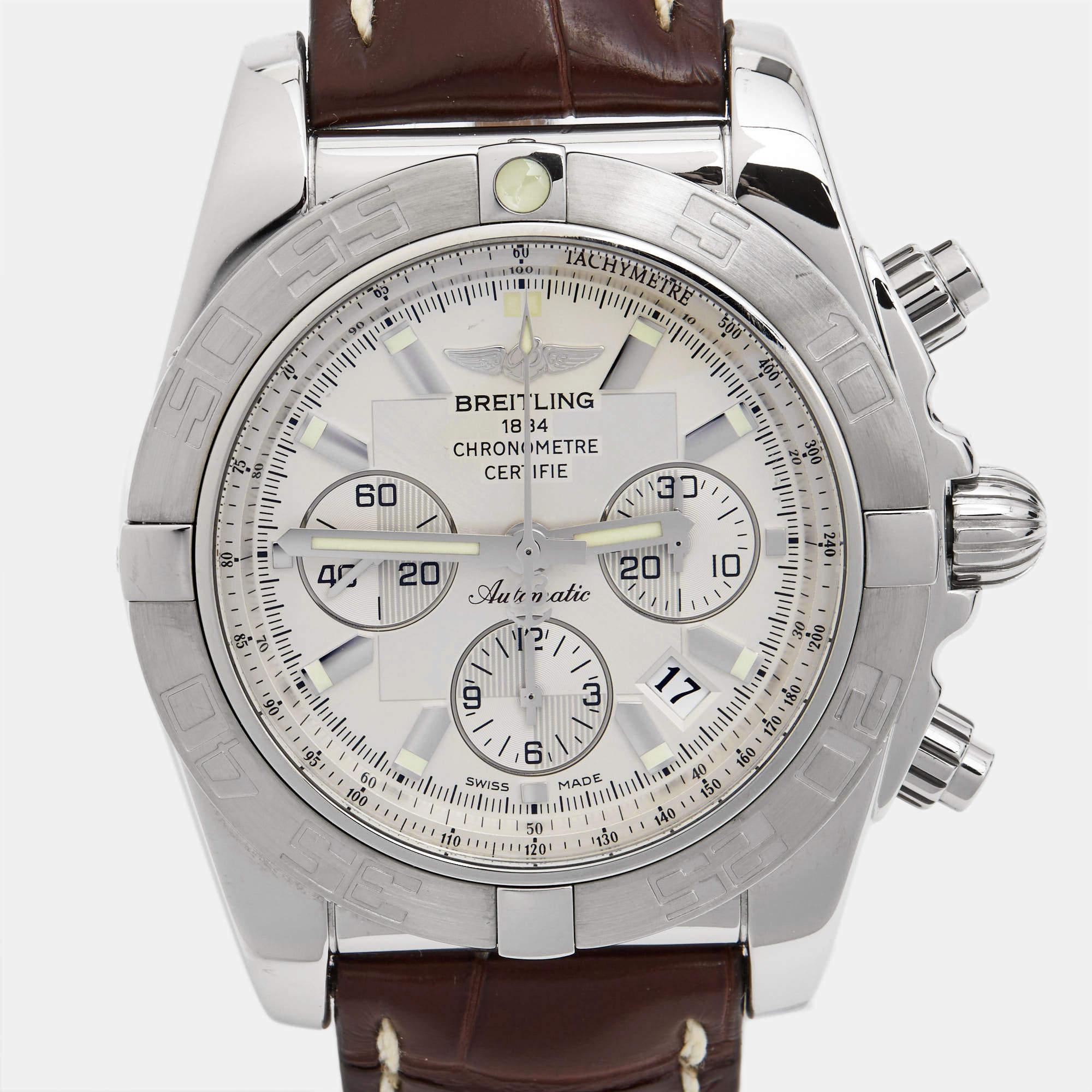 Embrace opulence with an authentic Breitling timepiece. A masterpiece of craftsmanship, it exudes elegance with its iconic design, Swiss precision, and exquisite materials, keeping your style always classy.

Includes
Original Box, Original Case,