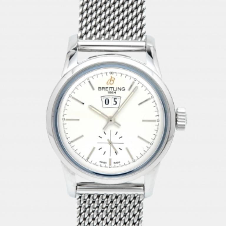 Breitling Silver Transocean in acciaio inossidabile A1631012/G781 Orologio da polso da uomo 38 mm in vendita 4