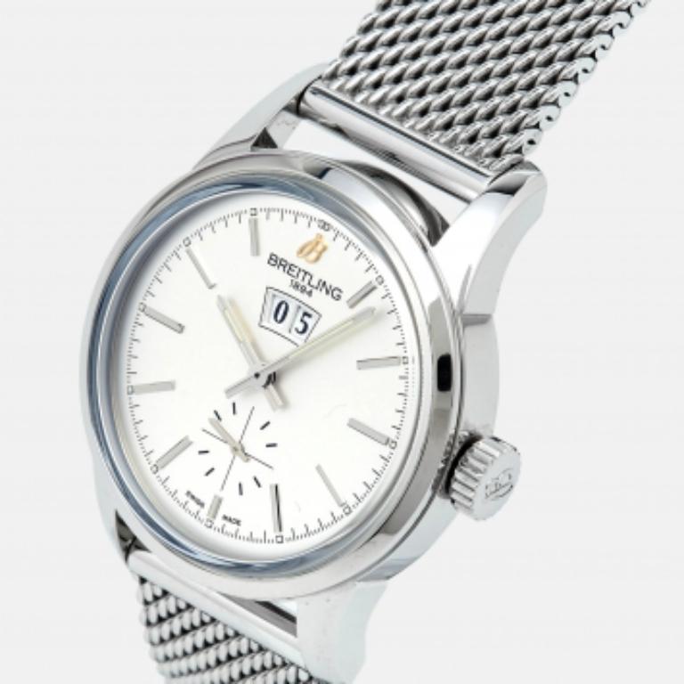 Breitling Silver Transocean in acciaio inossidabile A1631012/G781 Orologio da polso da uomo 38 mm in vendita 5