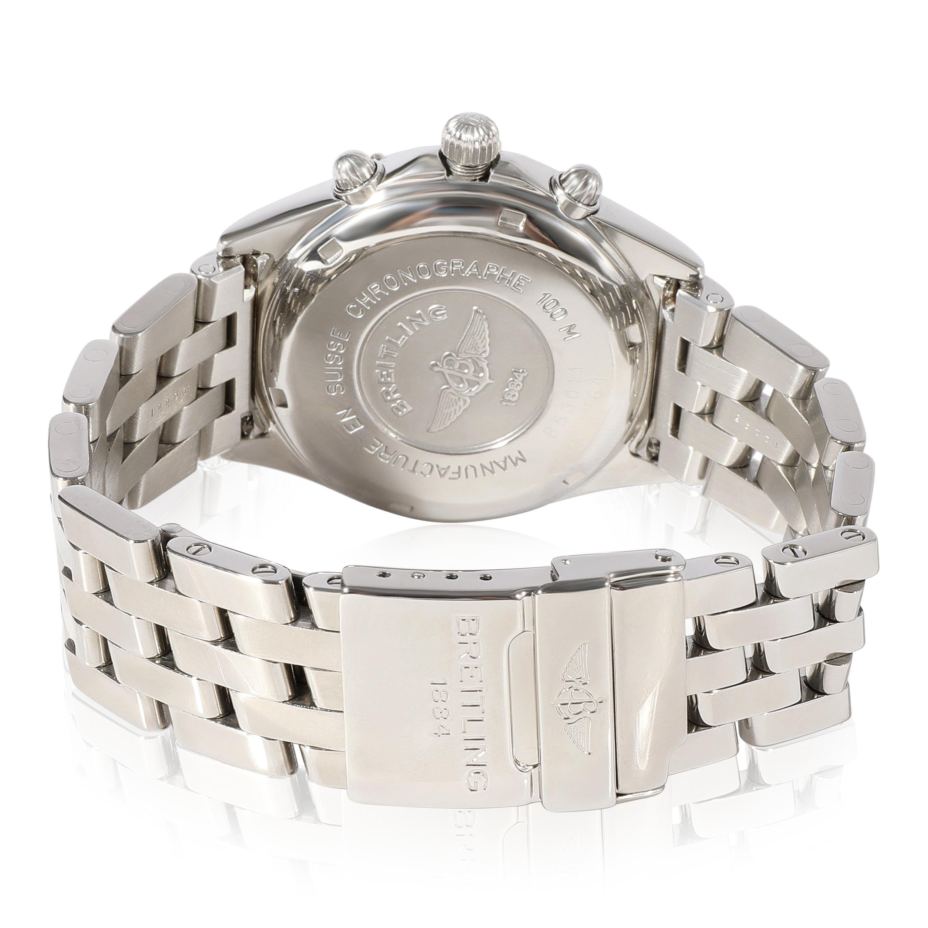 Breitling Sirius B53011 Men's Watch in  Stainless Steel

SKU: 118737

PRIMARY DETAILS
Brand: Breitling
Model: Sirius
Country of Origin: Switzerland
Movement Type: Quartz: Automatic/Kinetic
Year of Manufacture: 1990-1999
Condition: In excellent