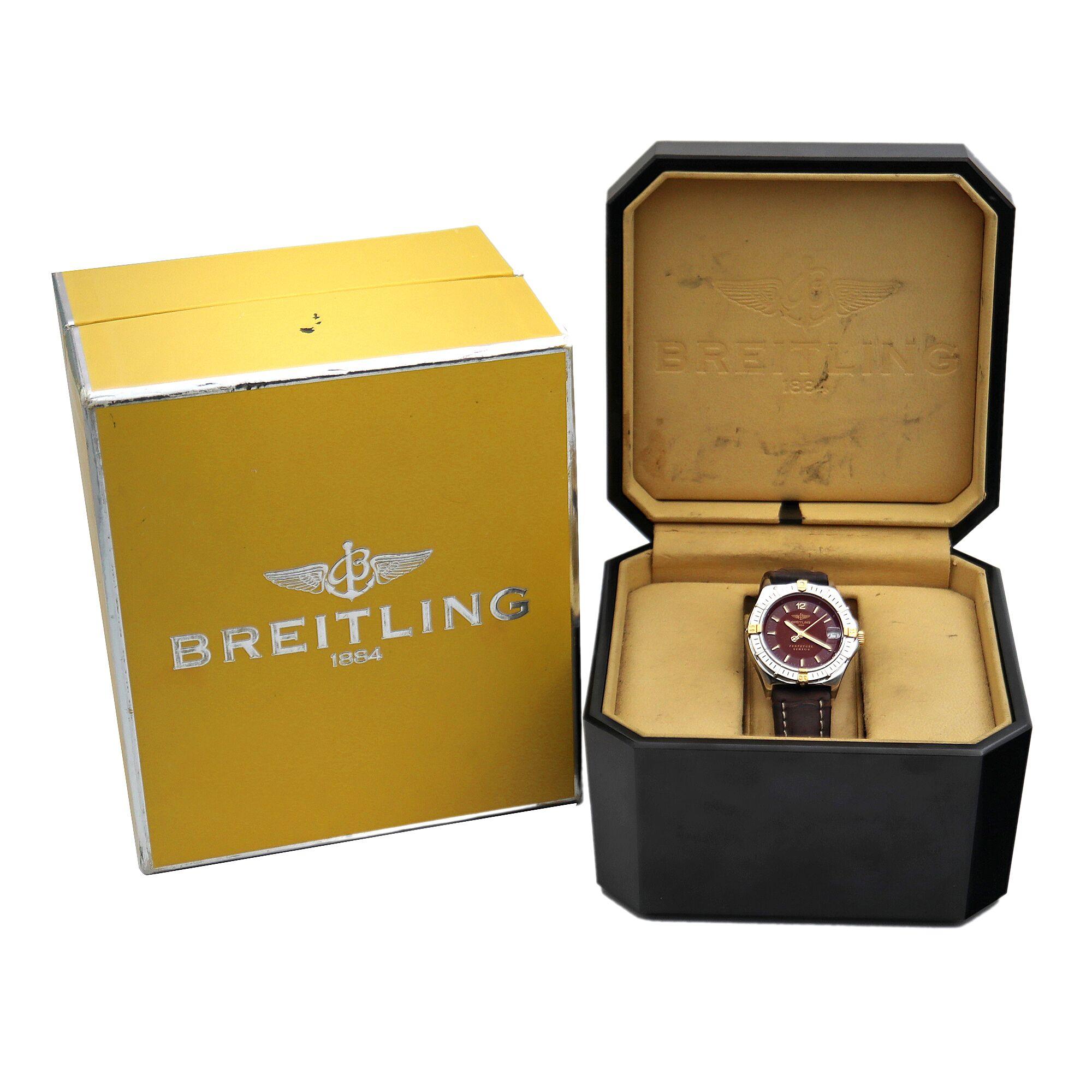 Breitling Sirius Perpetuel Rare Burgundy Dial Quartz Ladies Watch B62021 In Good Condition In New York, NY