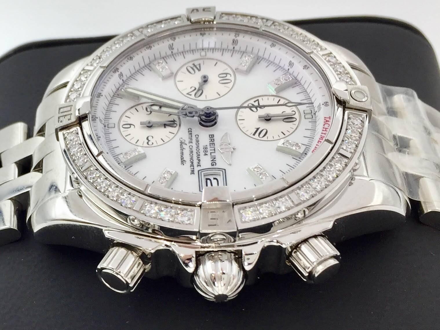 With original boxes and all authorized paperwork (official registration, Chronometre certificate, warranty, diamond information card)
Model Number: A1335653/A570
Serial Number: 2382738
Movement: Automatic
Stainless Steel Bezel and Mother of Pearl