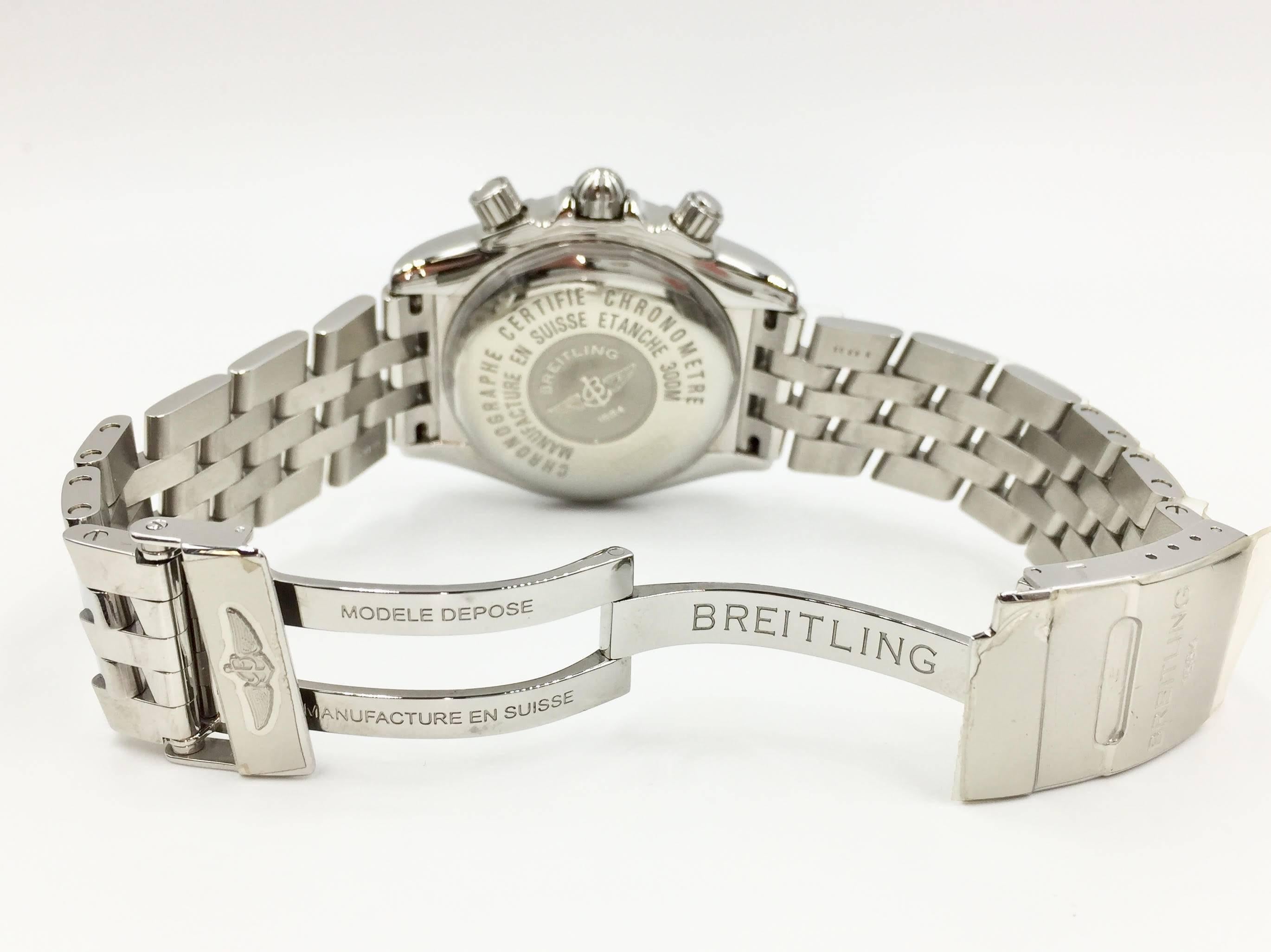 Women's or Men's Breitling Stainless Mother-of-Pearl Diamond Evolution Chronometre Wristwatch