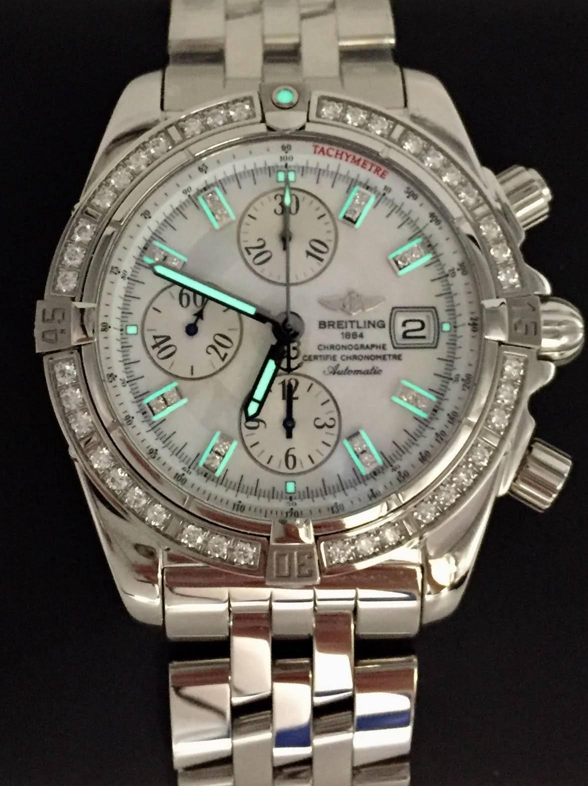 Breitling Stainless Mother-of-Pearl Diamond Evolution Chronometre Wristwatch 3