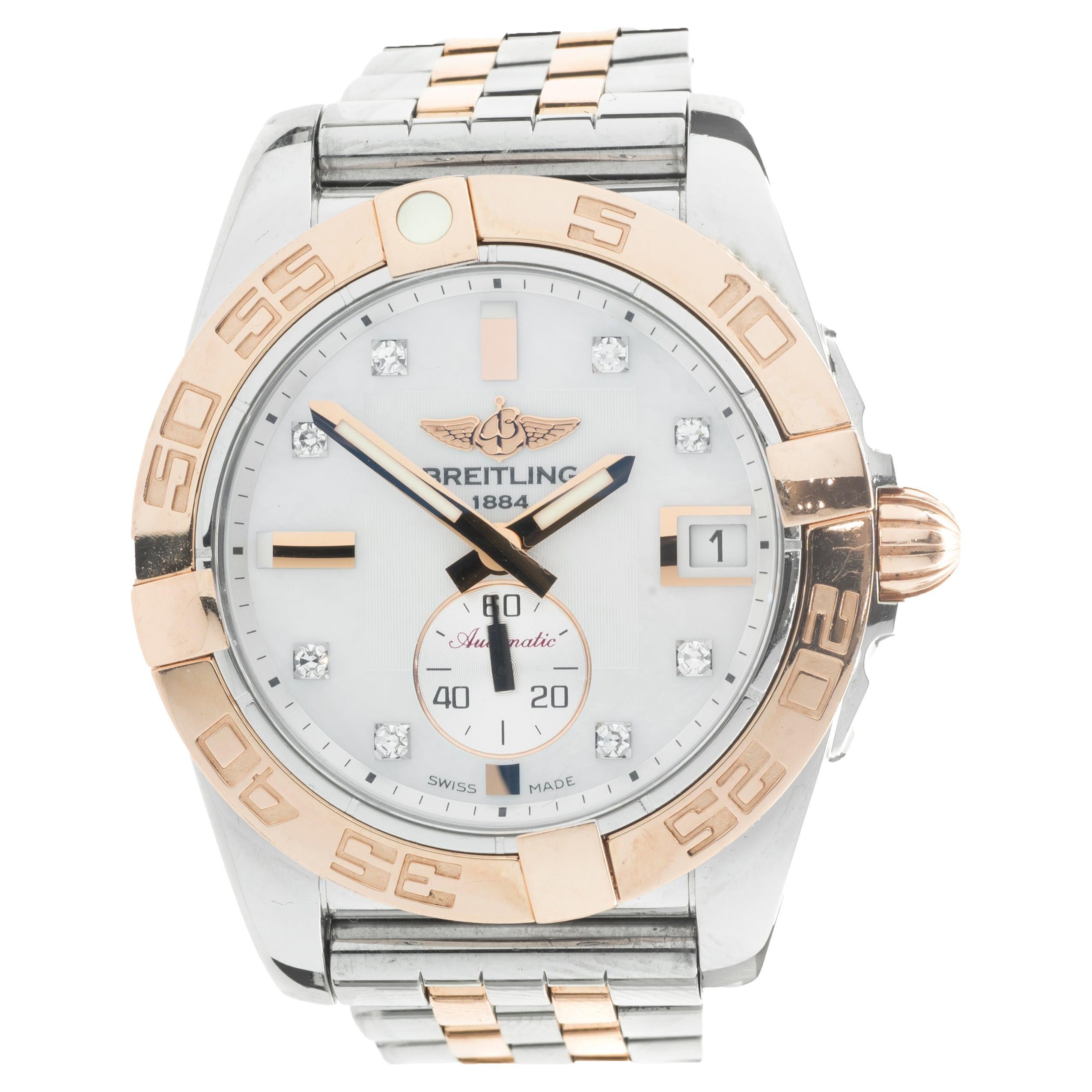 Breitling Galactic 30 Steel Rose Gold Diamond Dial Womens Watch C71340