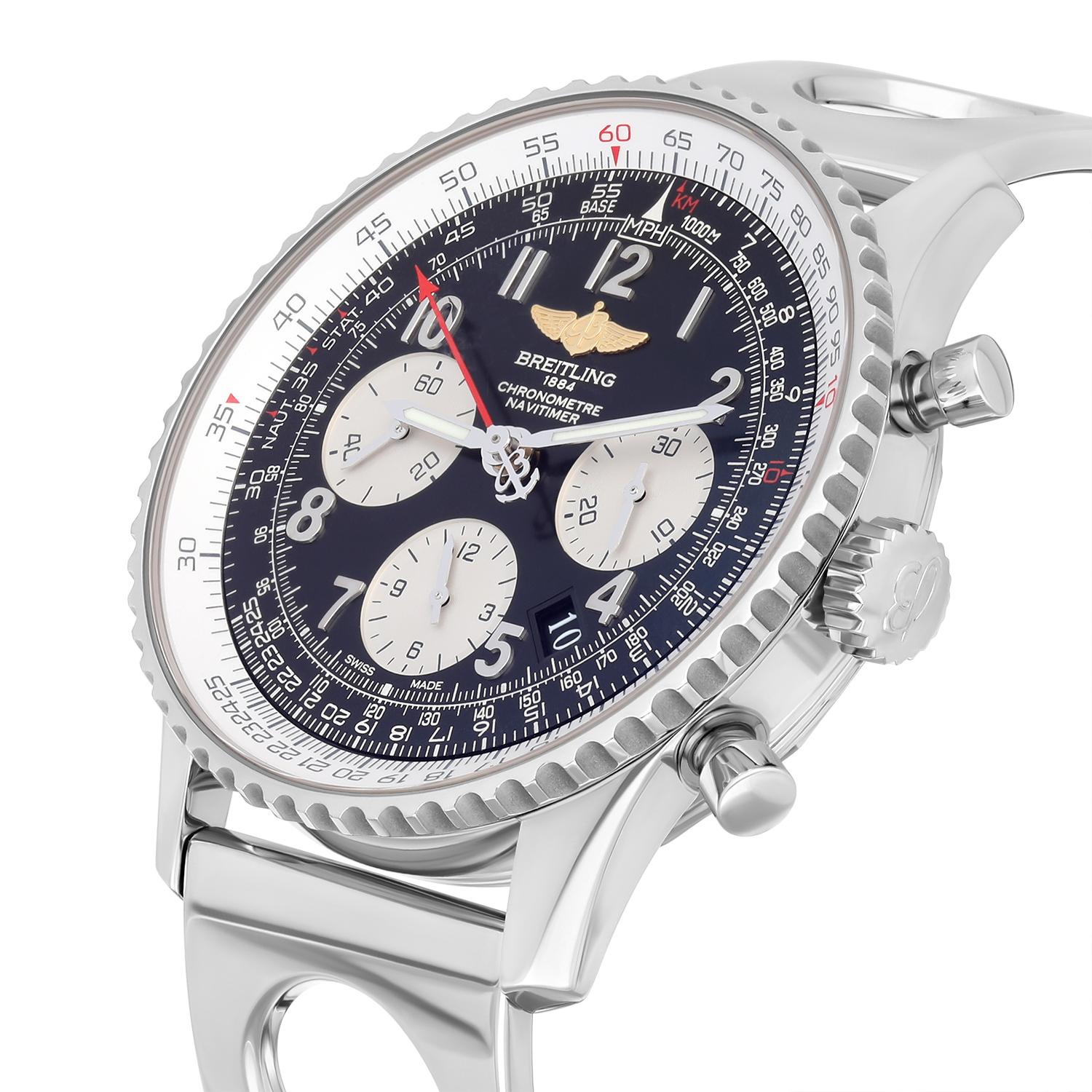 Bracelet de course aérienne Breitling, chronographe Navitimer AB0120 en acier inoxydable 42 mm Excellent état - En vente à New York, NY